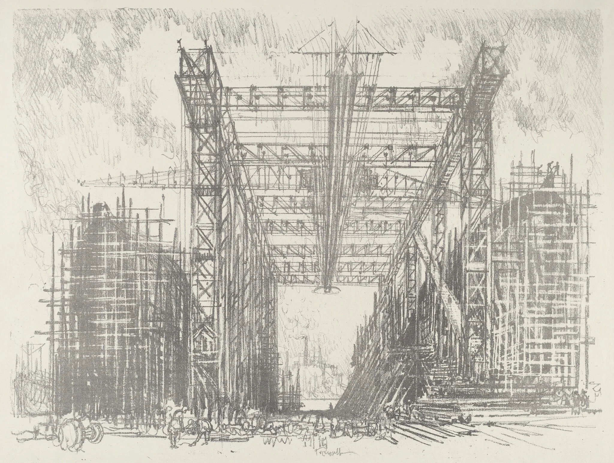 The Gantry, by Joseph Pennell, ink, 1916
