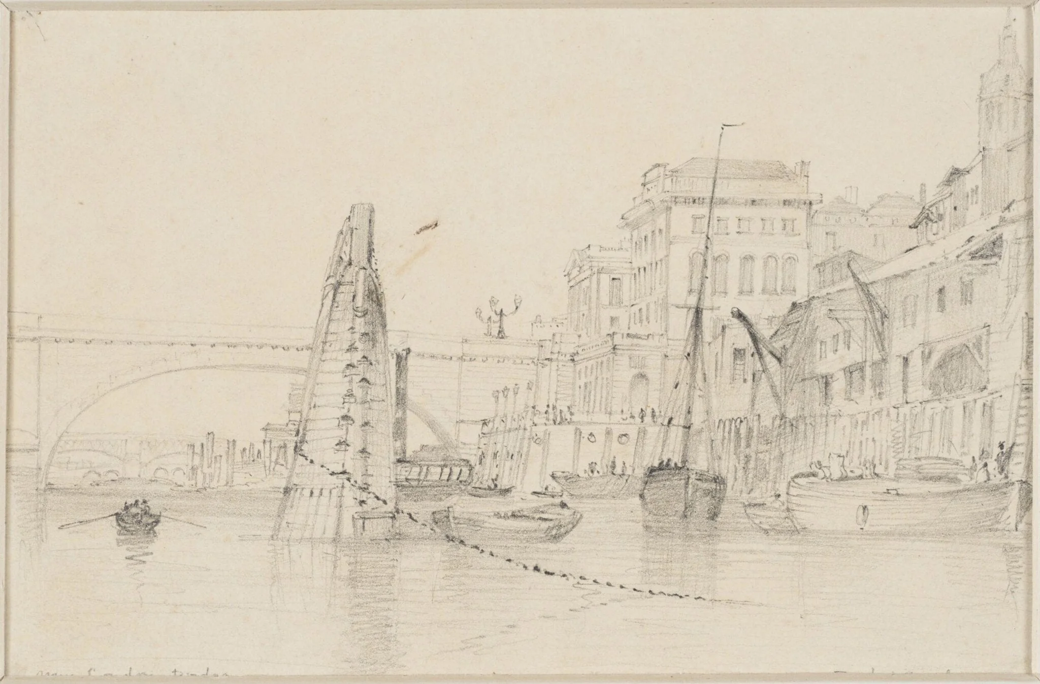 New London Bridge, and Fresh Wharf, by Edward William Cooke, 1838