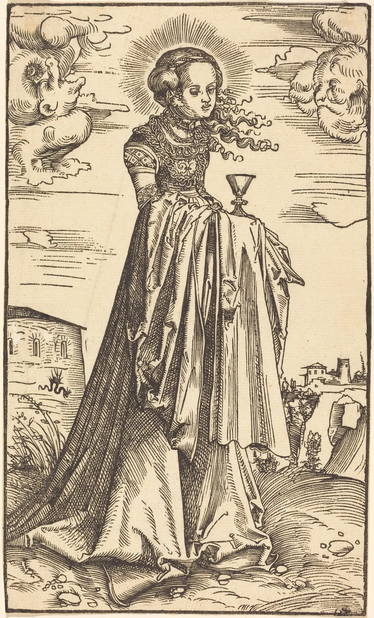 Saint Barbara, by Lucas Cranach the Elder, ink, 1512