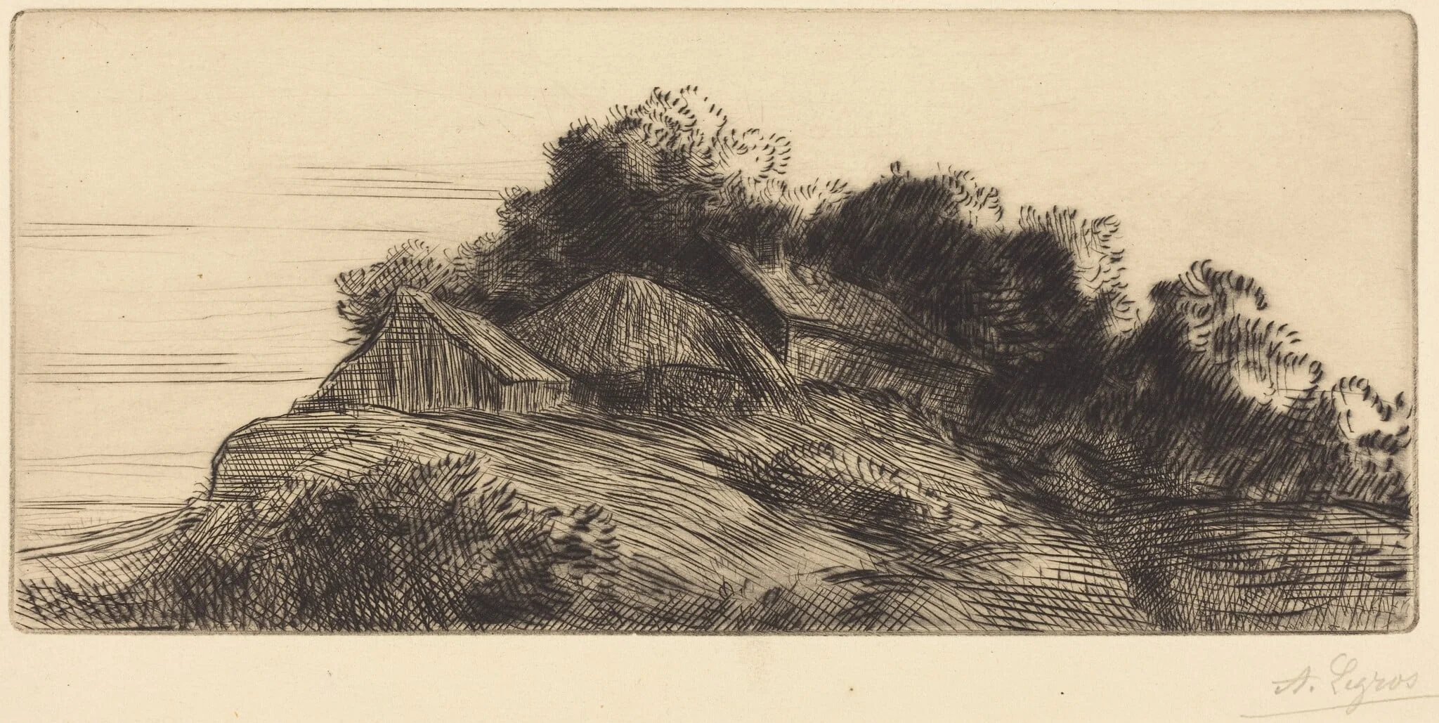 Landscape (Paysage), by Alphonse Legros, ink, 1874