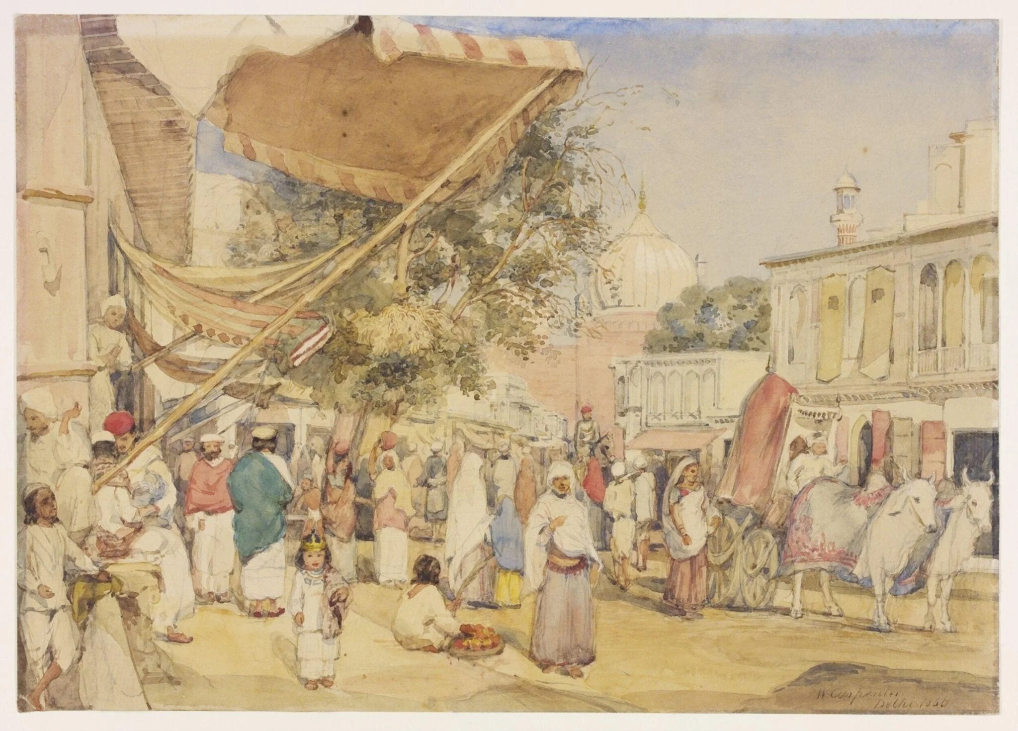 View of the bazaar at the back of the Jami Masjid, Delhi