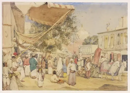 View of the bazaar at the back of the Jami Masjid, Delhi