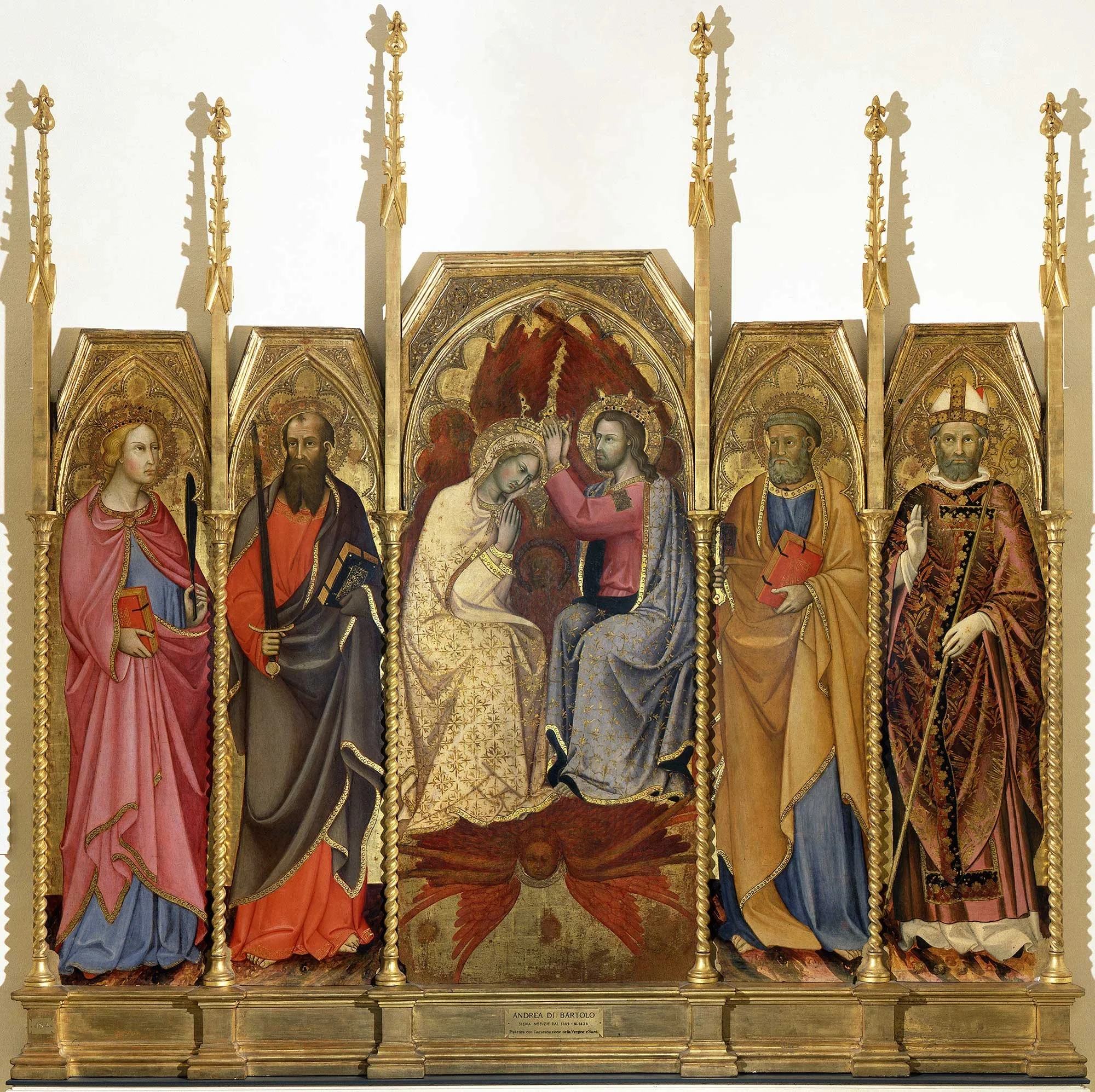 Coronation of the Virgin, by Andrea di Bartolo, oil, 1410
