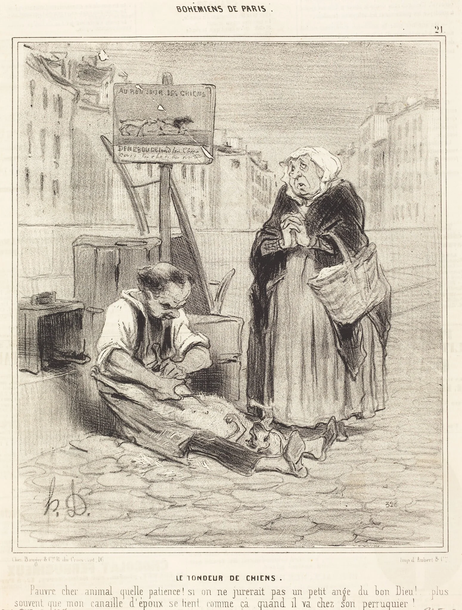Le Tondeur de chiens, by Honoré Daumier, ink, 1842