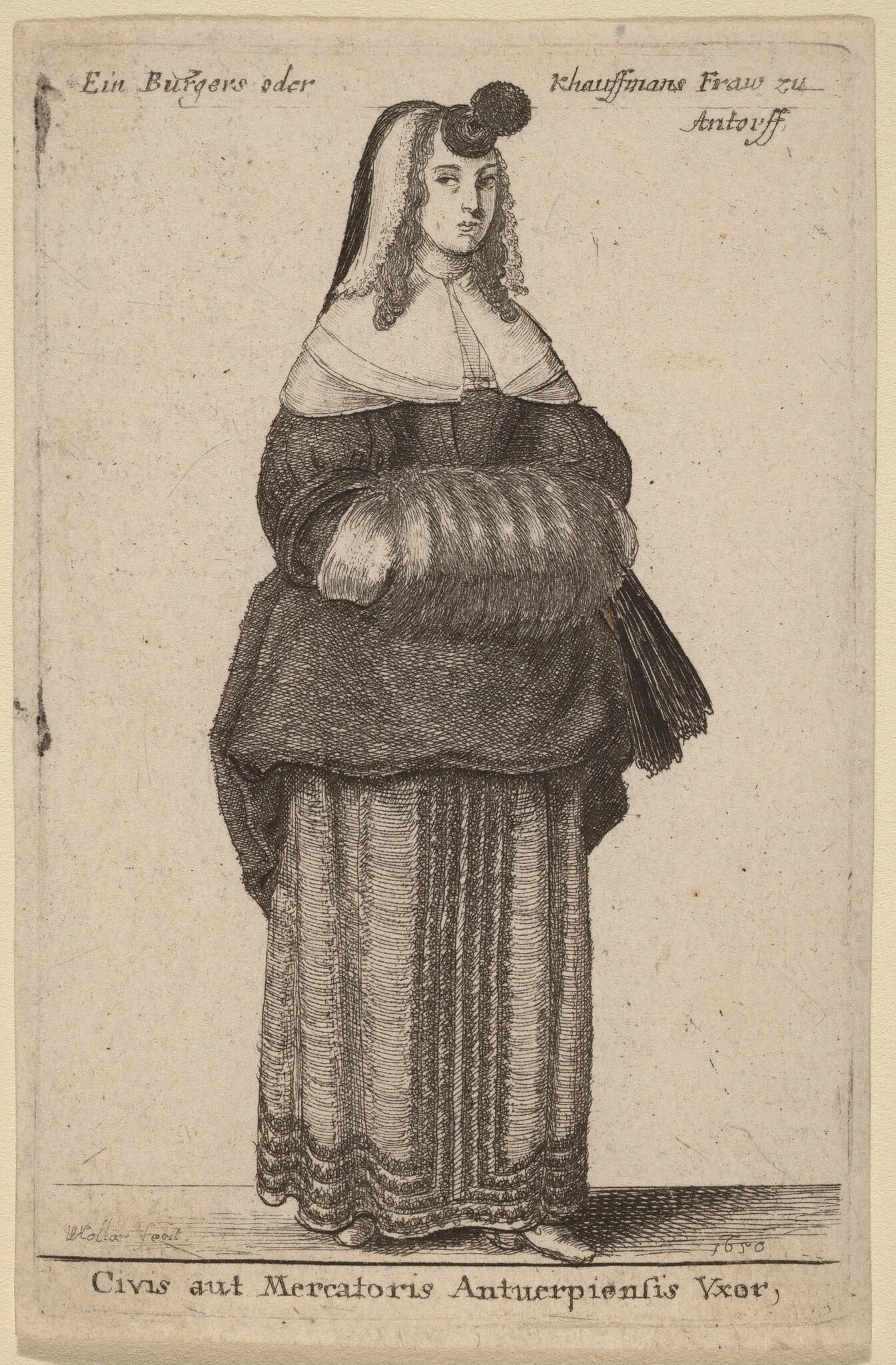 Ciuis aut Mercatoris Antuerpiensis Vxor, by Wenceslaus Hollar, ink, 1650