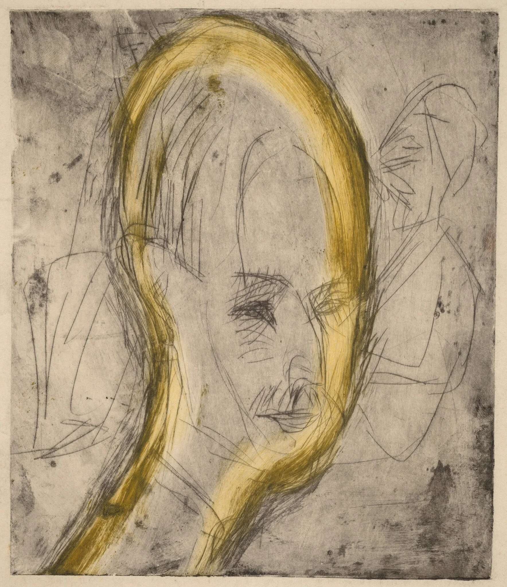 Head of Dr. Bauer, by Ernst Ludwig Kirchner, ink, 1921