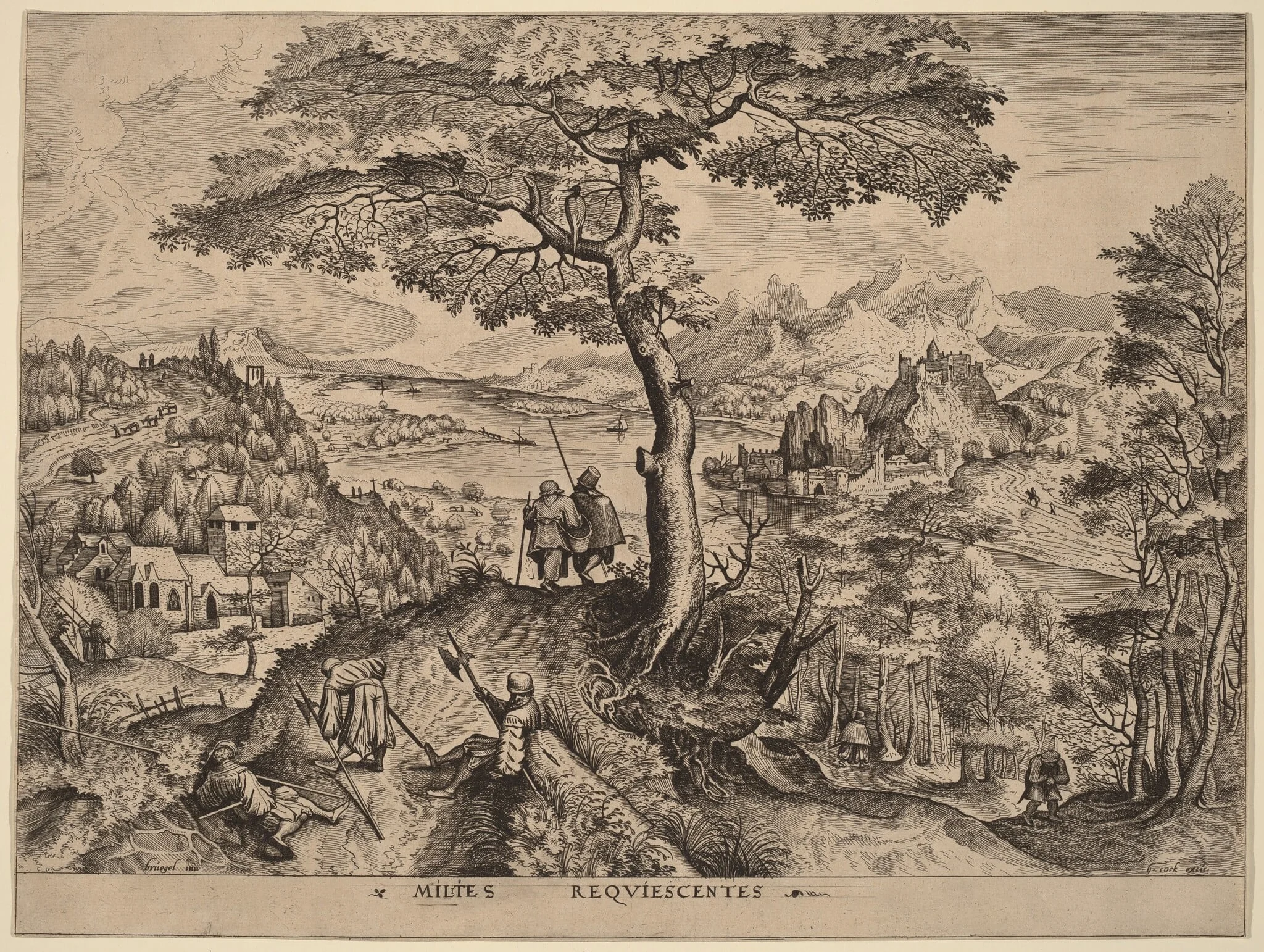 Milites Requiescentes (Soldiers at Rest), by Johannes van Doetechum the Elder, ink, 1556