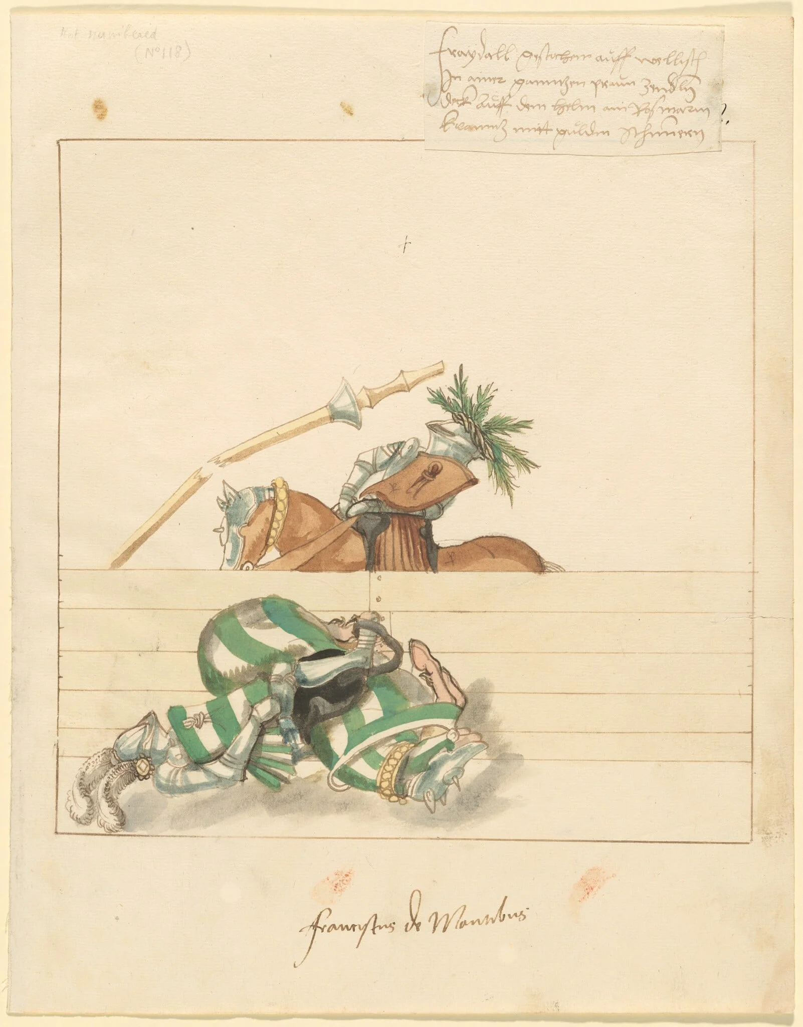 Italian Joust of Peace, by German 16th Century, ink, 1514