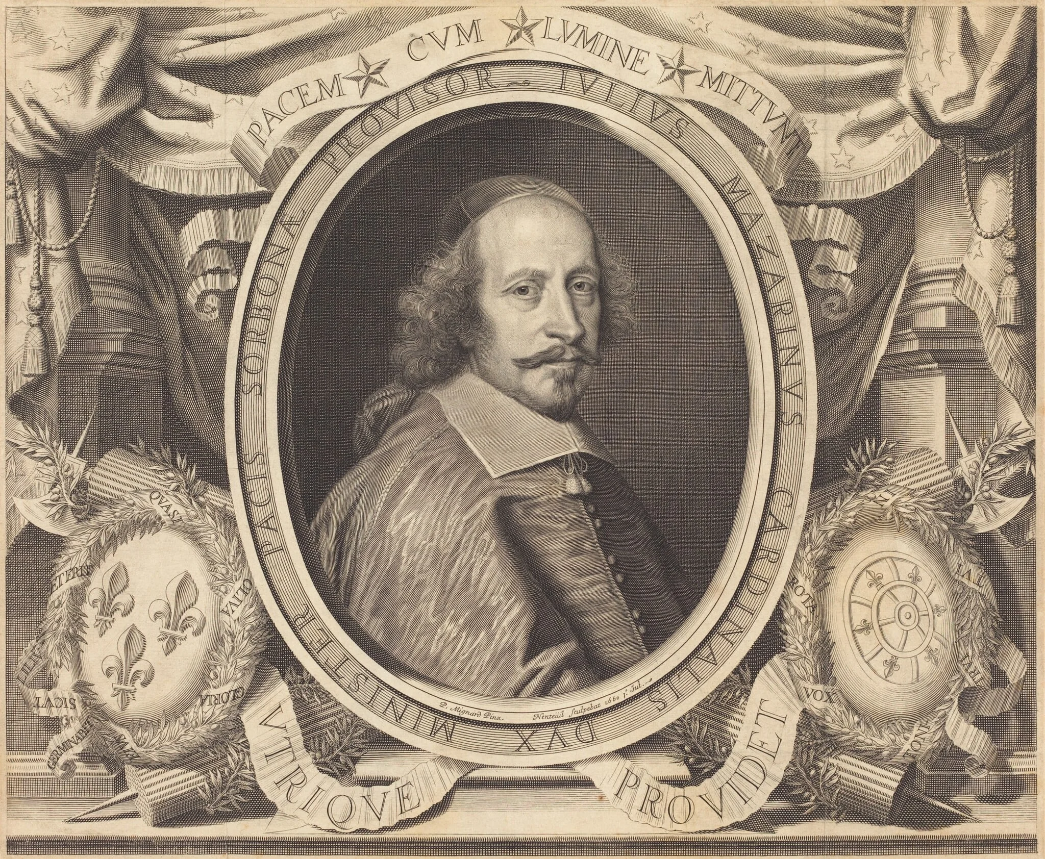 Cardinal Jules Mazarin, by Robert Nanteuil, ink, 1660