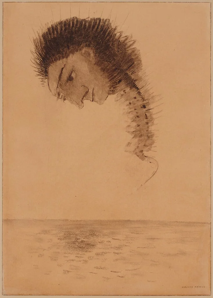 Untitled, by Odilon Redon, charcoal, 1891