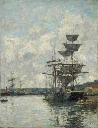 Boats in Le Havre, by Eugène Boudin, oil, 1894
