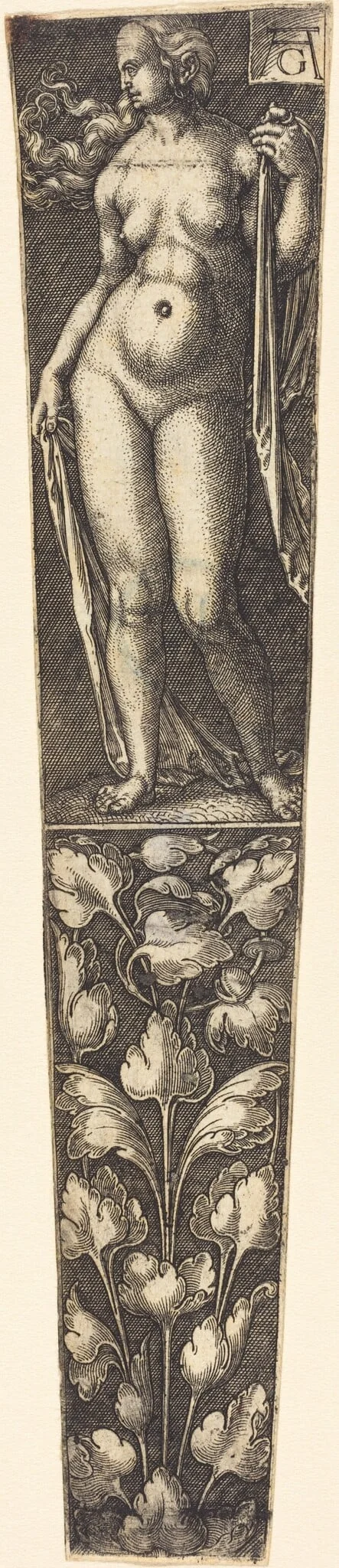 Dagger Sheath with Nude Woman, by Heinrich Aldegrever, 1532