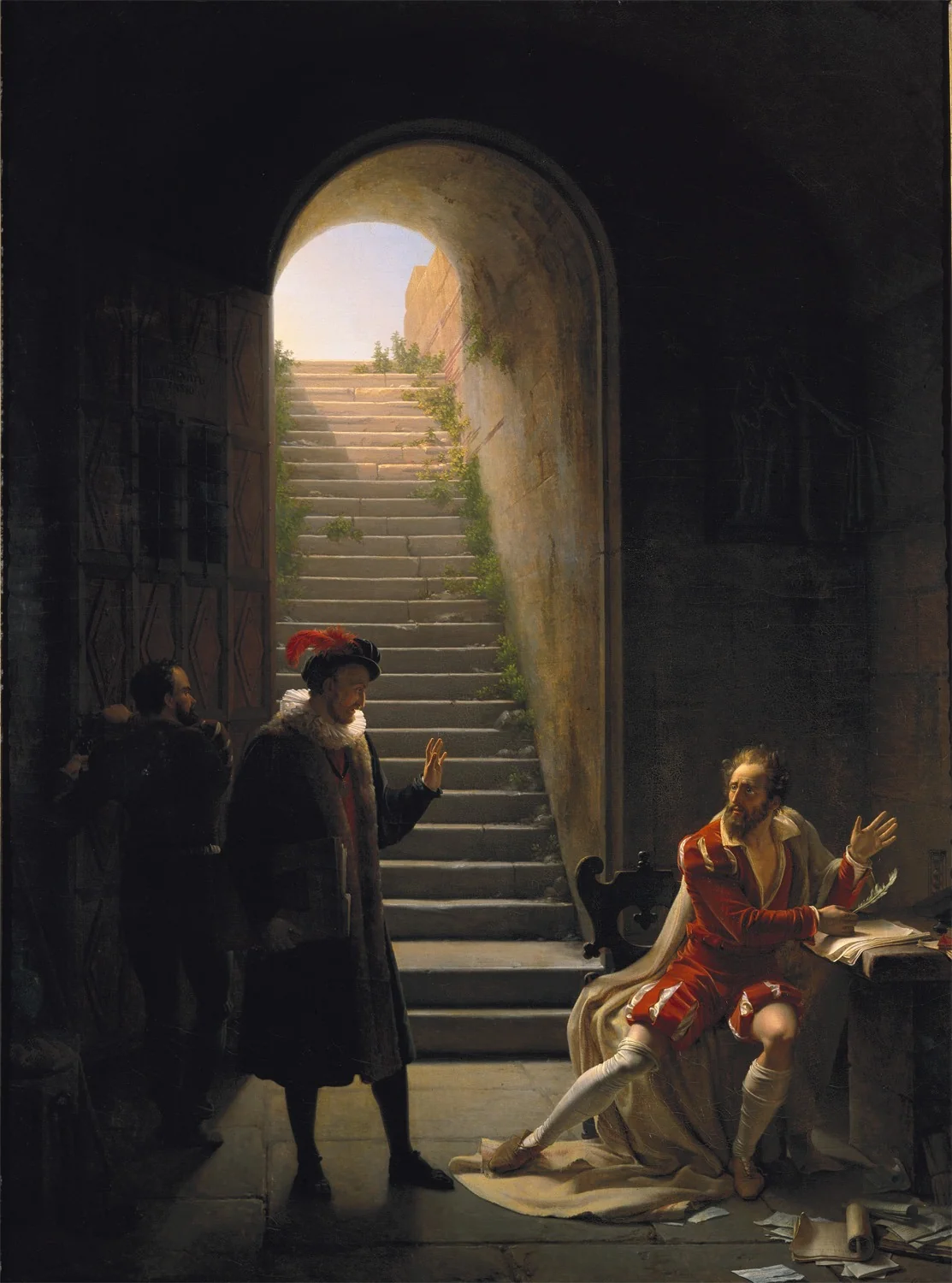 Montaigne Visiting Torquato Tasso in Prison, by François Fleury-Richard, oil, 1821
