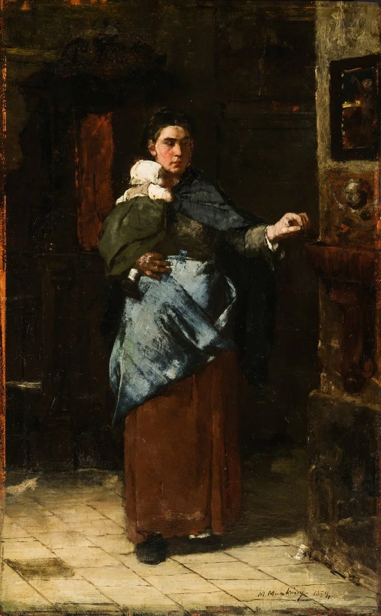 In front of the Collecting Box, by Mihály Munkácsy, oil, 1874