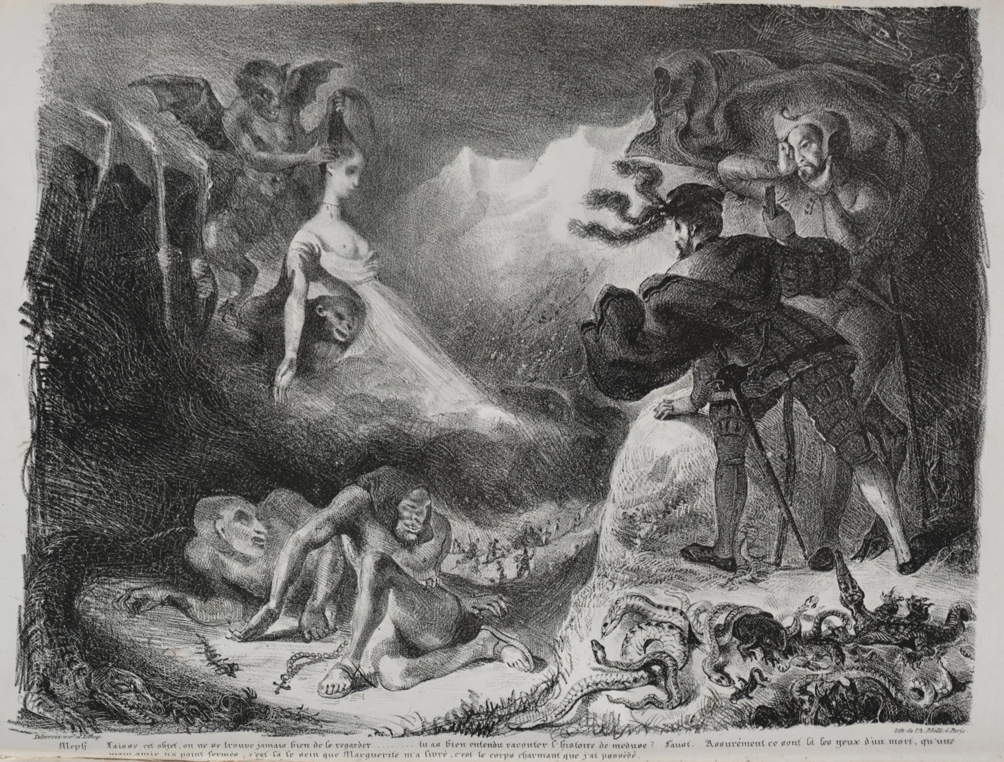 Illustrations for Faust: Marguerite's shadow appears to Faust, by Eugène Delacroix, 1828