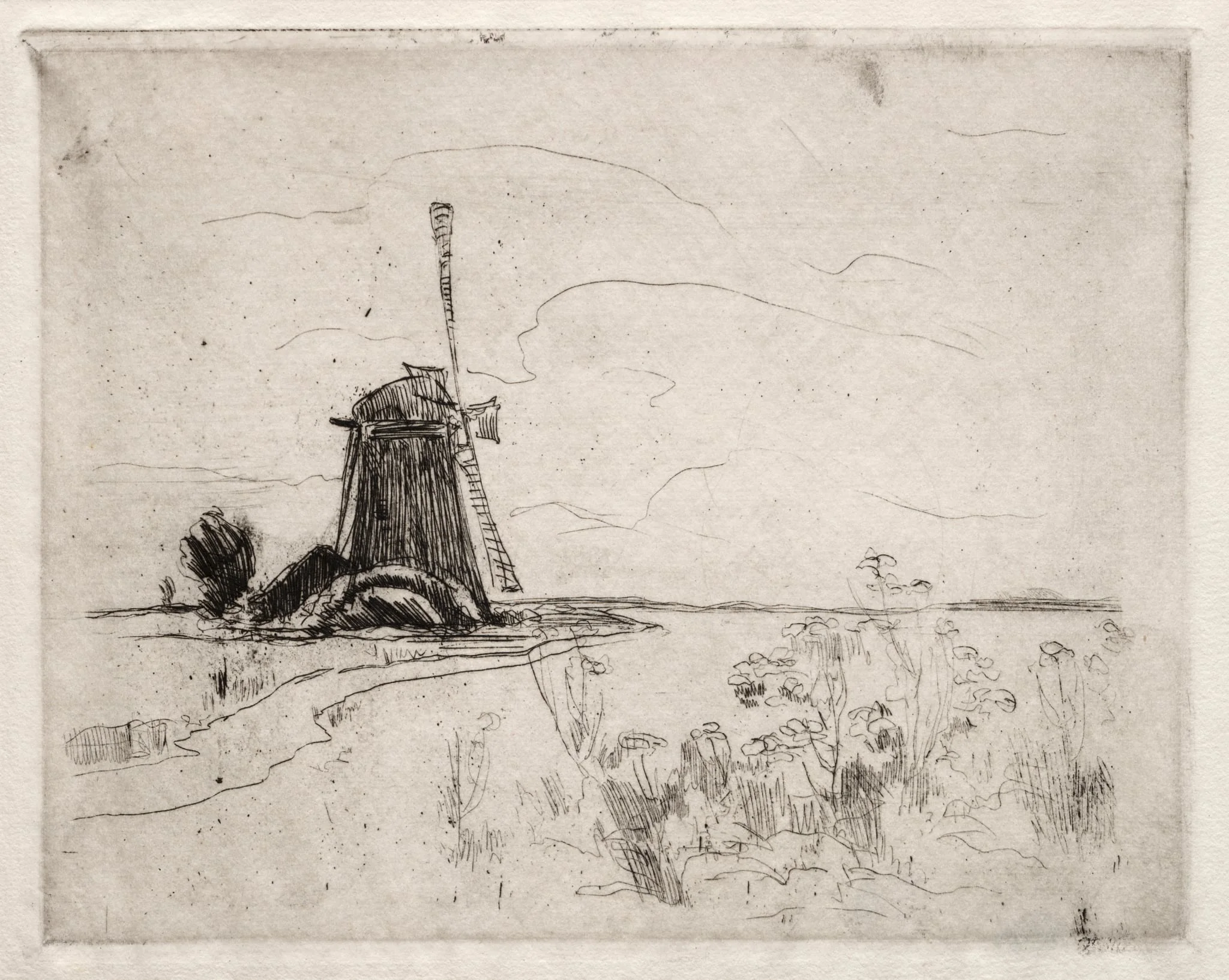 Mill and Weeds, Holland, by John Henry Twachtman, 1886