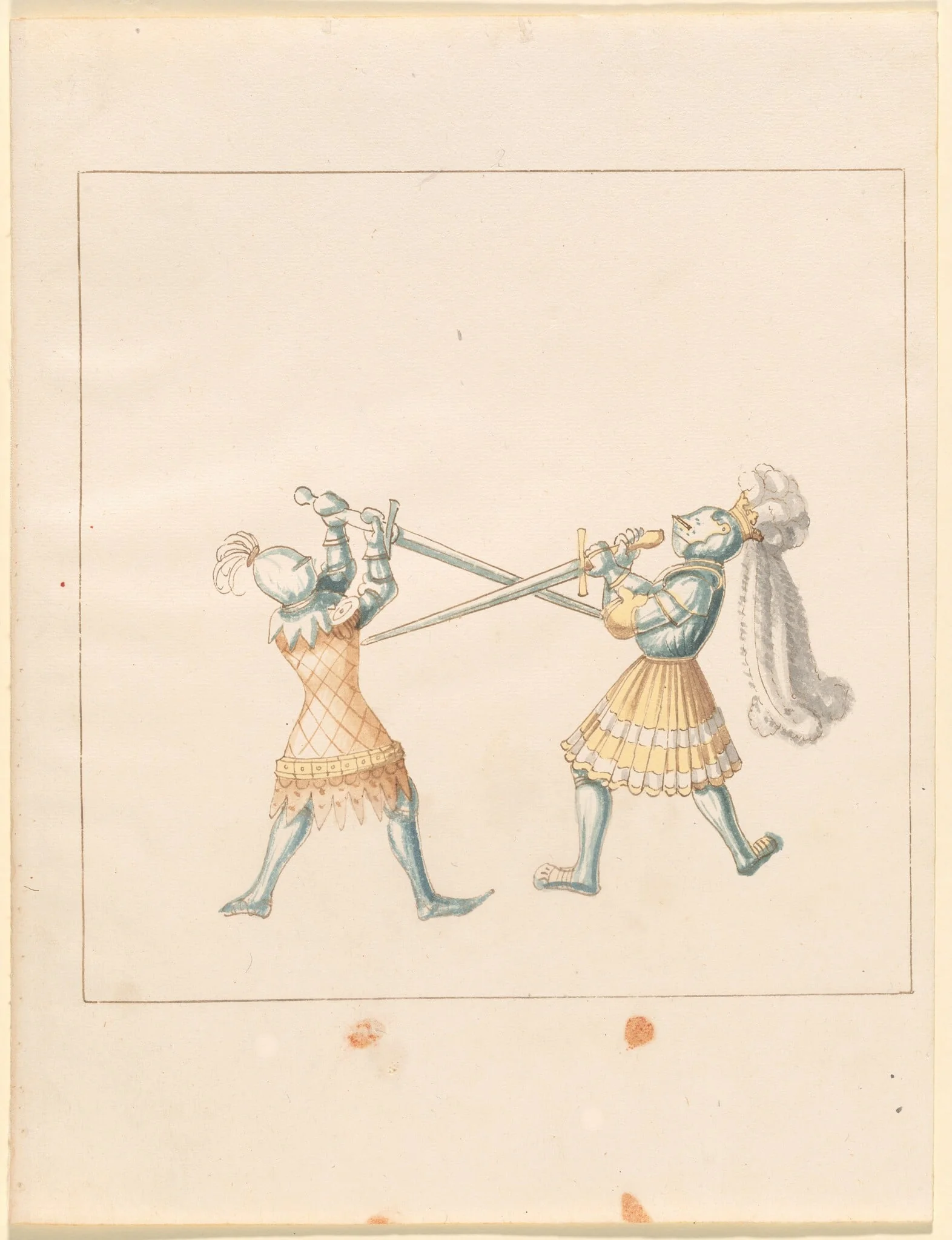 Foot Combat with Longswords, by German 16th Century, ink, 1514
