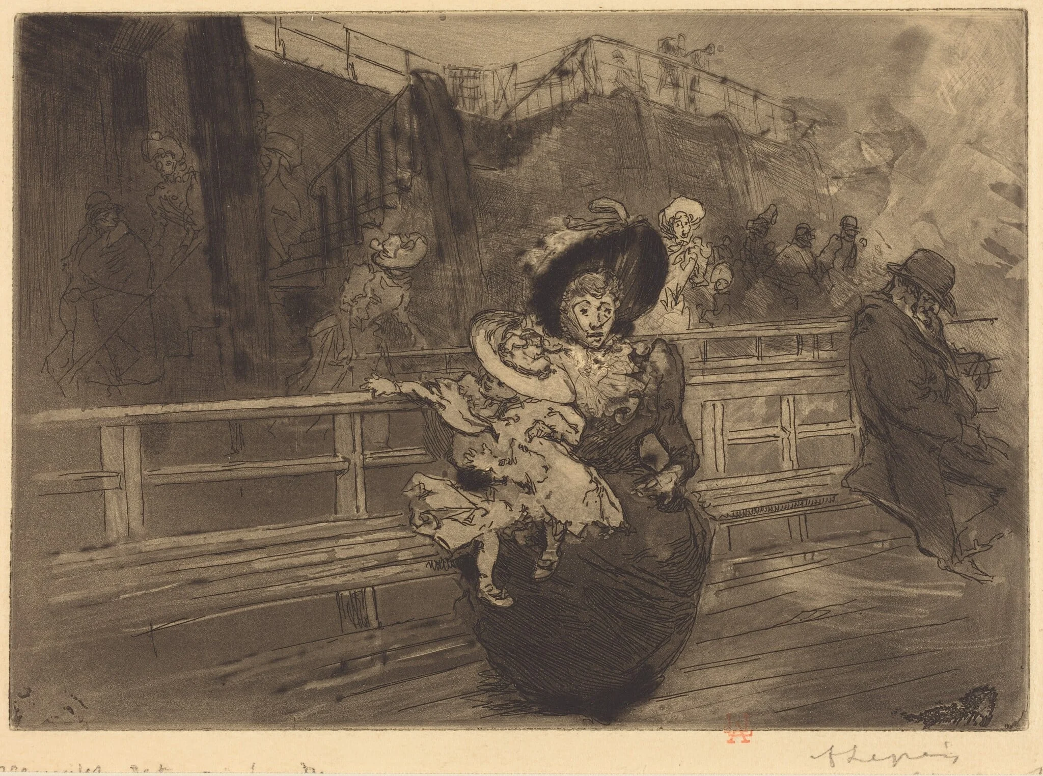 Departure for Greenwich (Depart pour Greenwich), by Auguste Lepère, ink, 1891