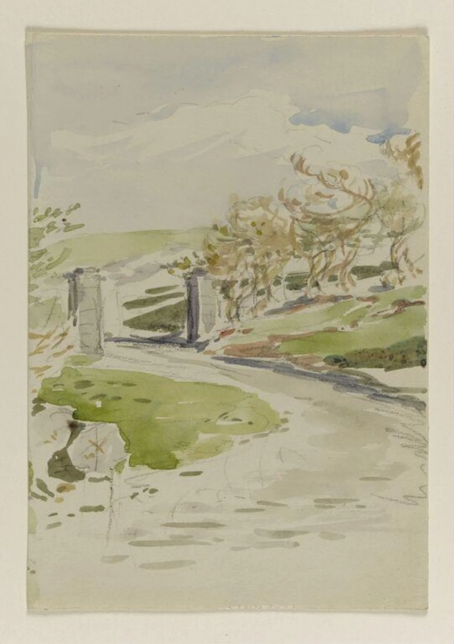 A pathway to moorland, passing through a stone gateway
