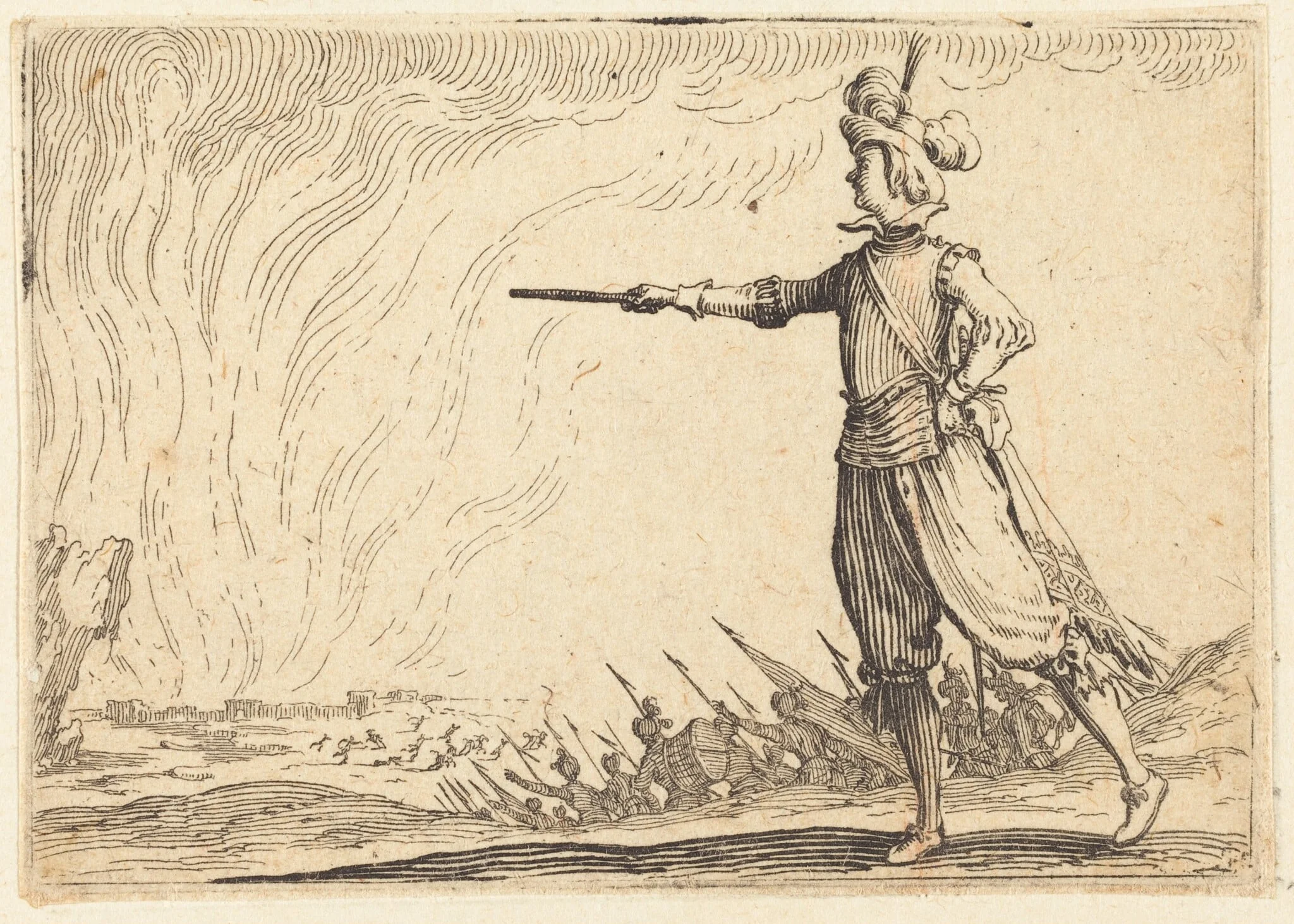 Military Commander on Foot, by Jacques Callot, ink, 1622