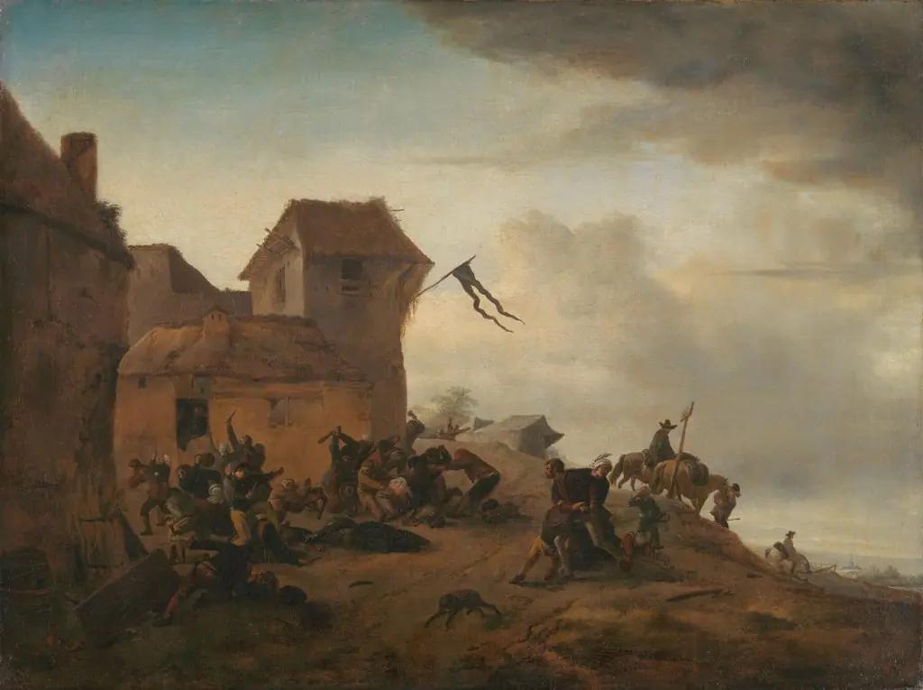 A peasant free-for-all near a village