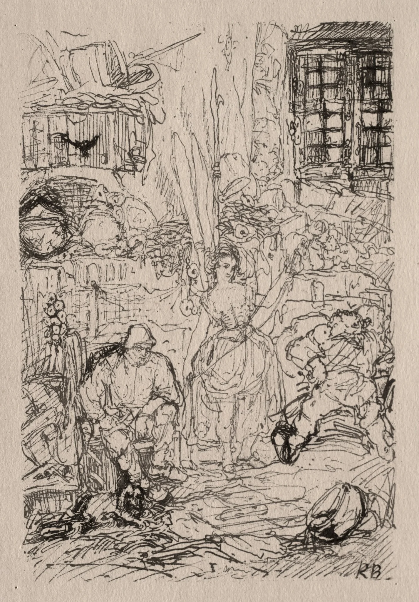 Spinner's Interior, by Rodolphe Bresdin, 1804