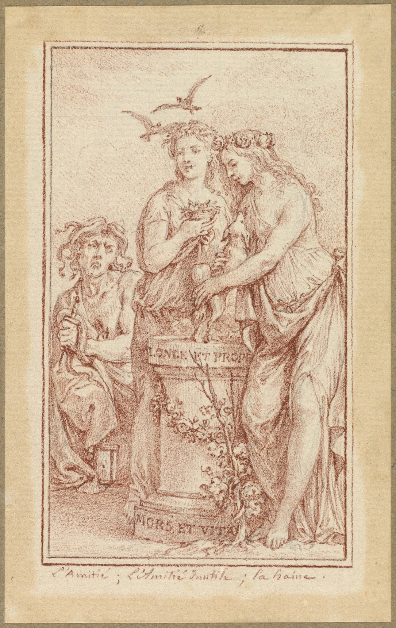 Friendship, Useless Friendship, and Hate, by Charles-Nicolas Cochin II, chalk, 1774