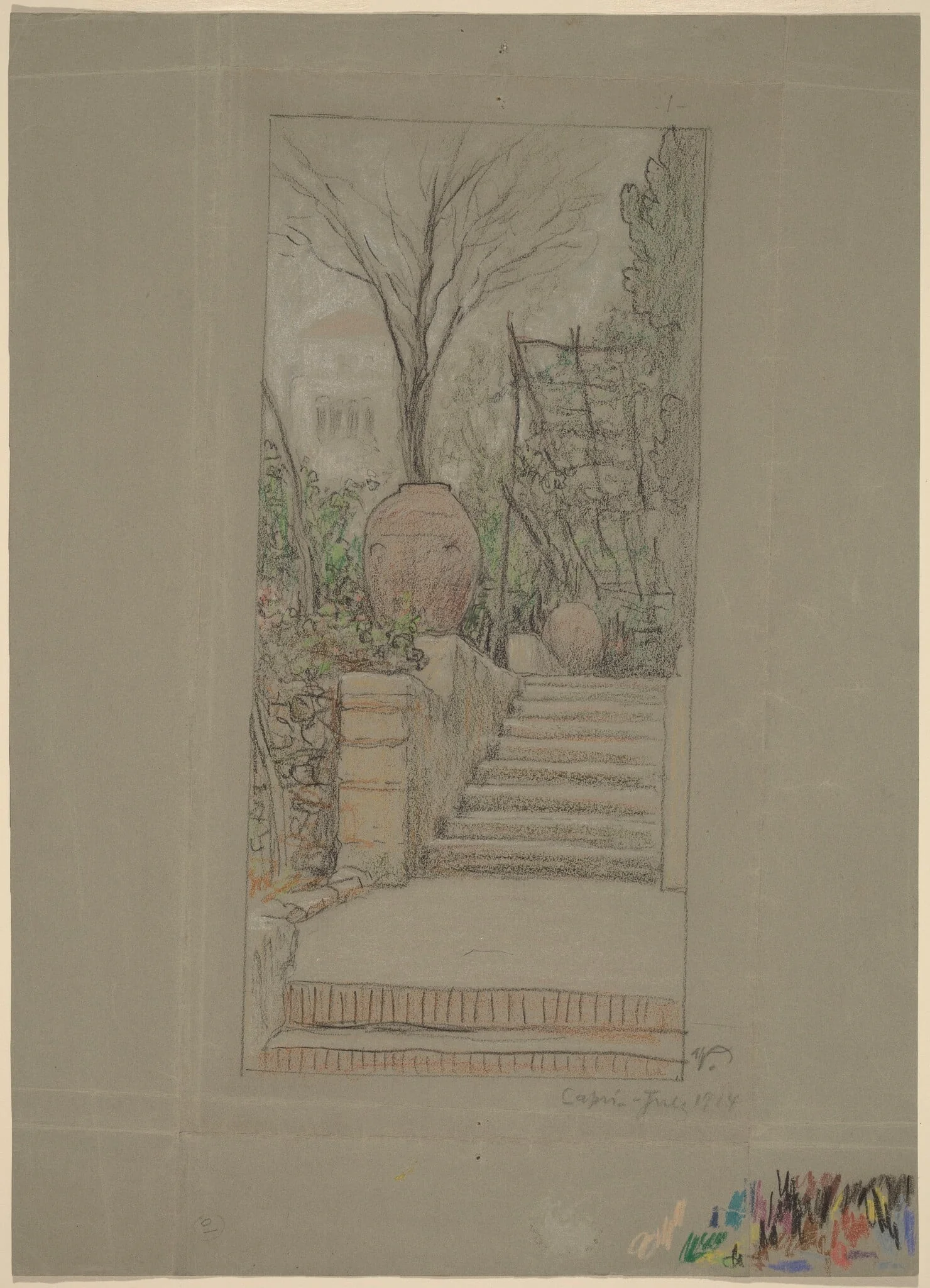 Capri, by Elihu Vedder, pastel, 1914