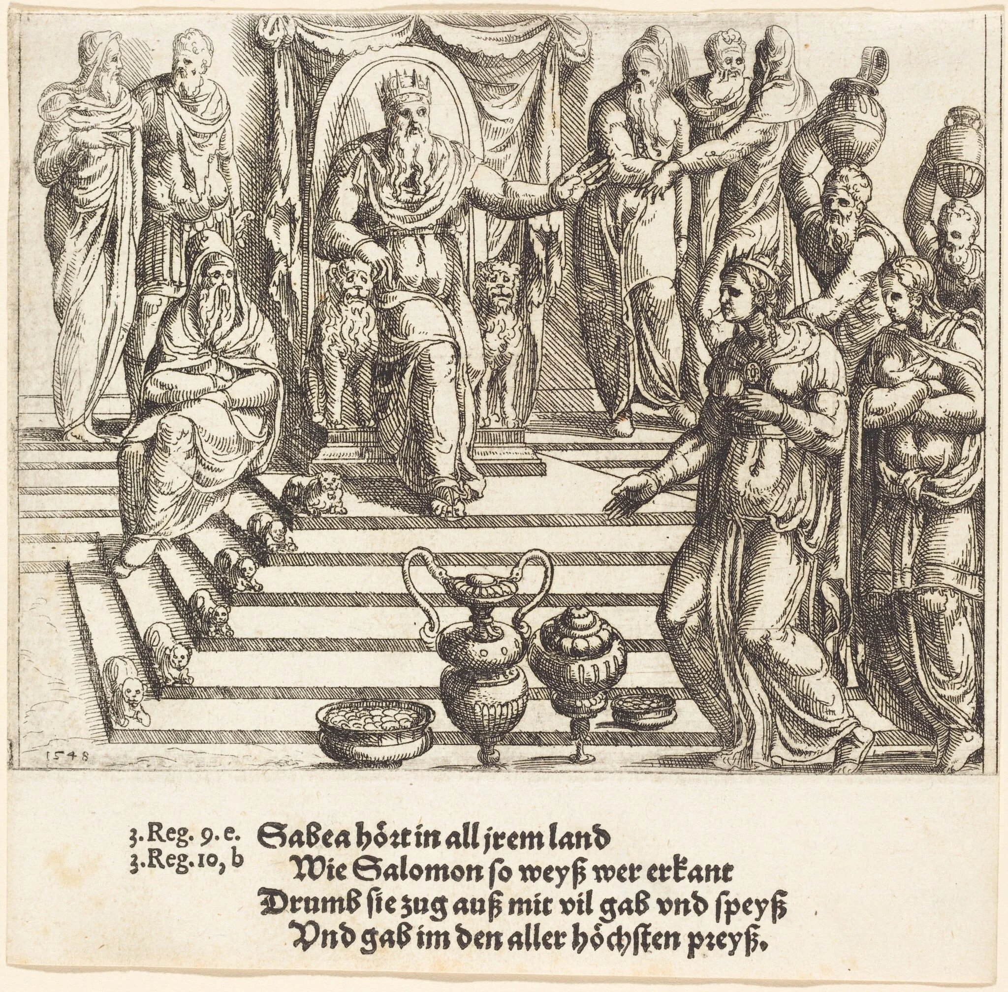Queen of Sheba's Visit to Solomon, by Augustin Hirschvogel, ink, 1548