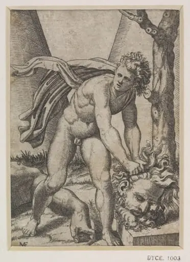 David raising the head of Goliath