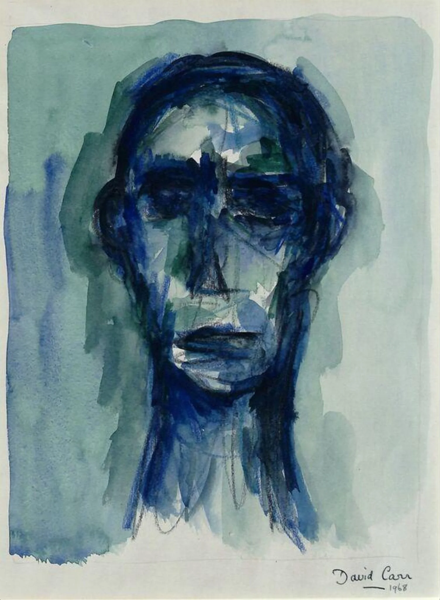 Male Head, by David Carr, watercolor, 1968