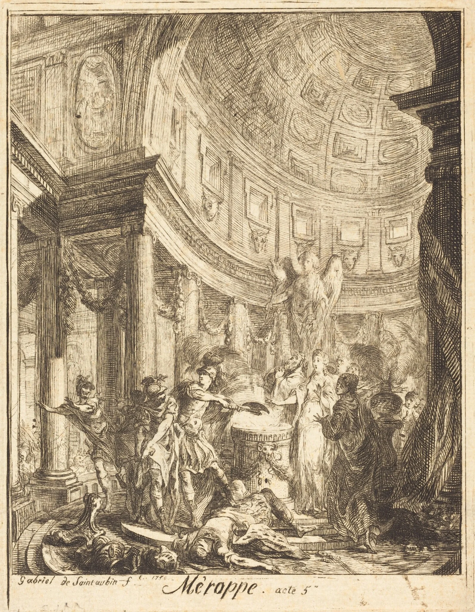 Merope, by Gabriel de Saint-Aubin, ink, 1750