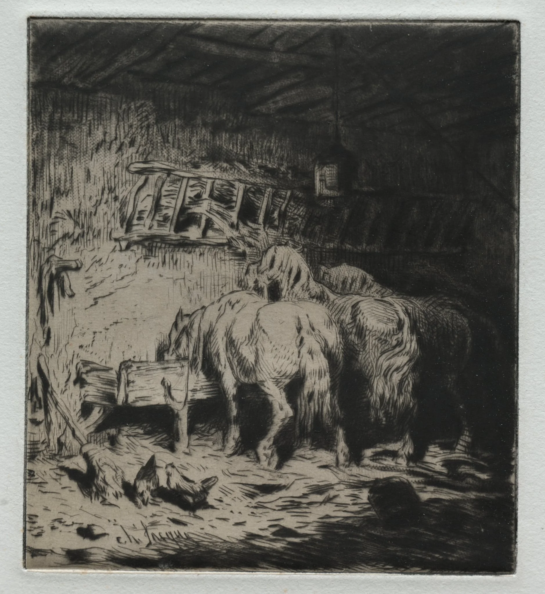 The Stable, by Charles Jacque, 1848