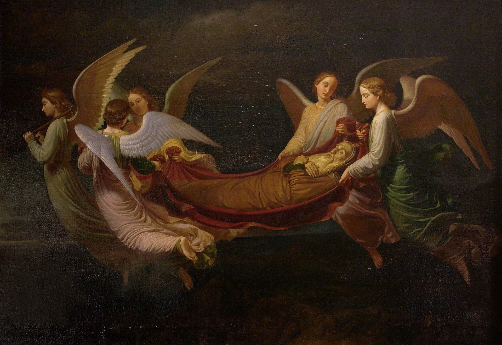 Moisés llevado por los ángeles, by Joaquín Espalter y Rull, oil, 1840
