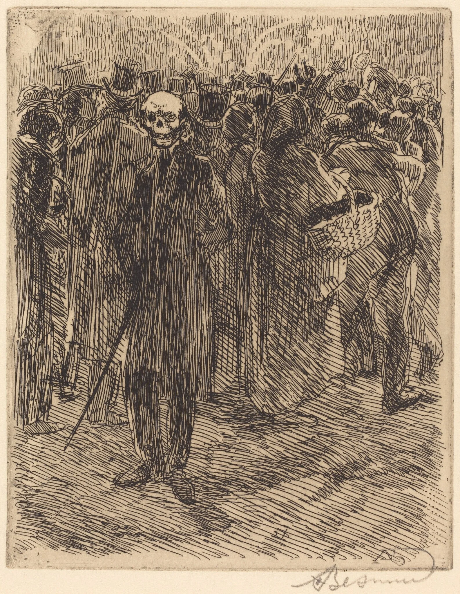 In the Crowd (Dans la foule), by Paul-Albert Besnard, ink, 1900
