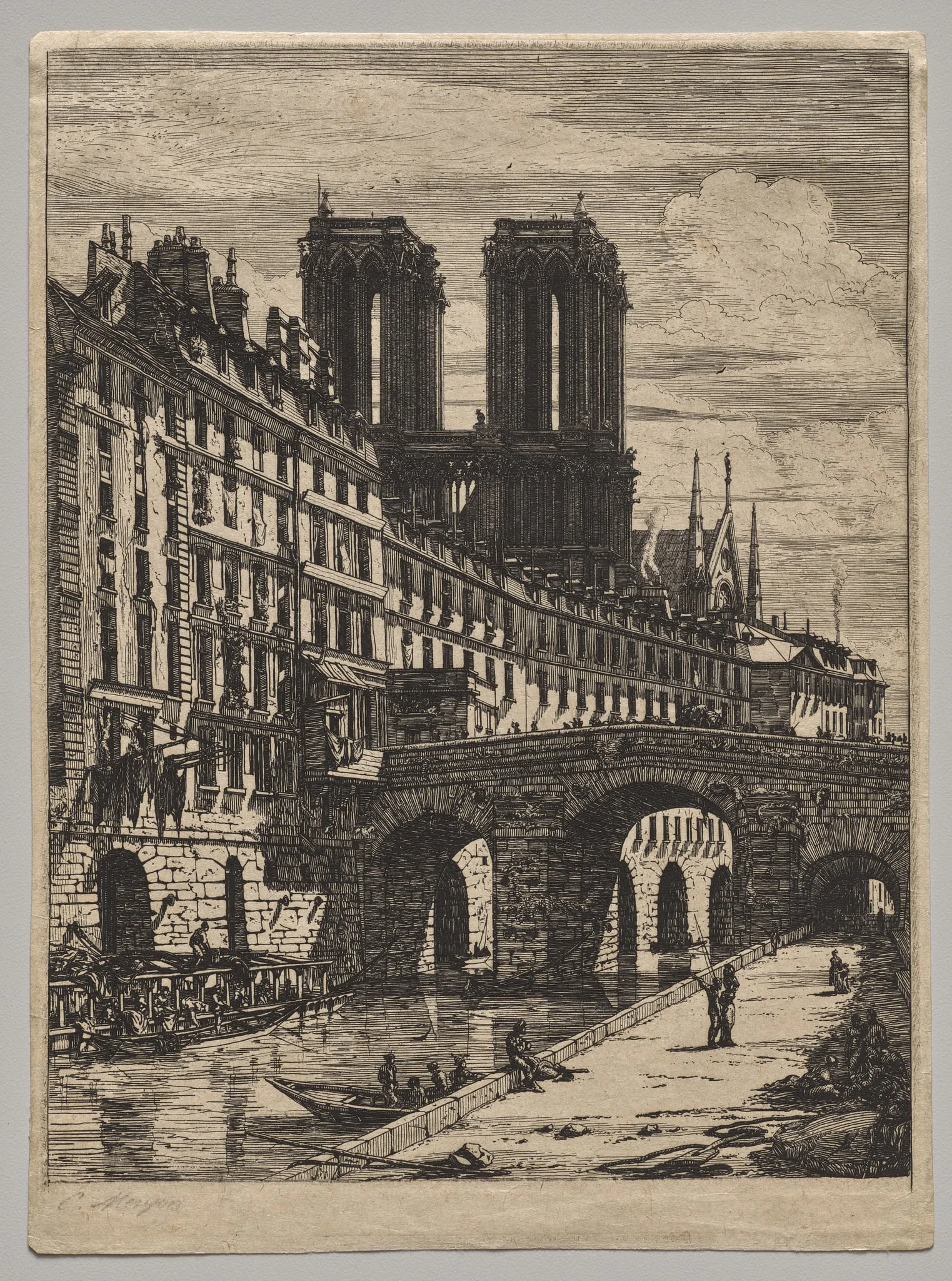 Petit Pont, Paris, by Charles Meryon, 1850