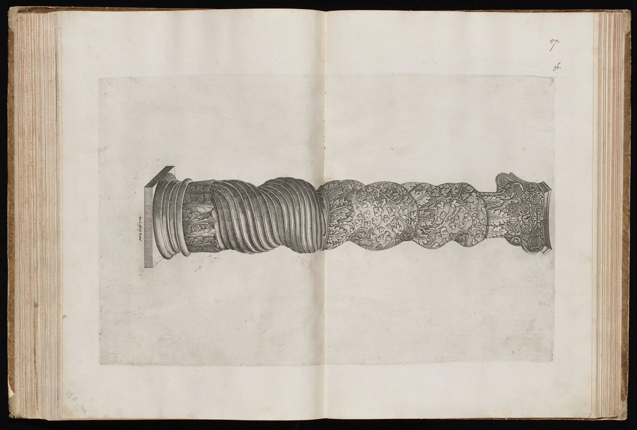 Solomonic Column from Saint Peter's Basilica, by Italian 16th Century, ink, 1544