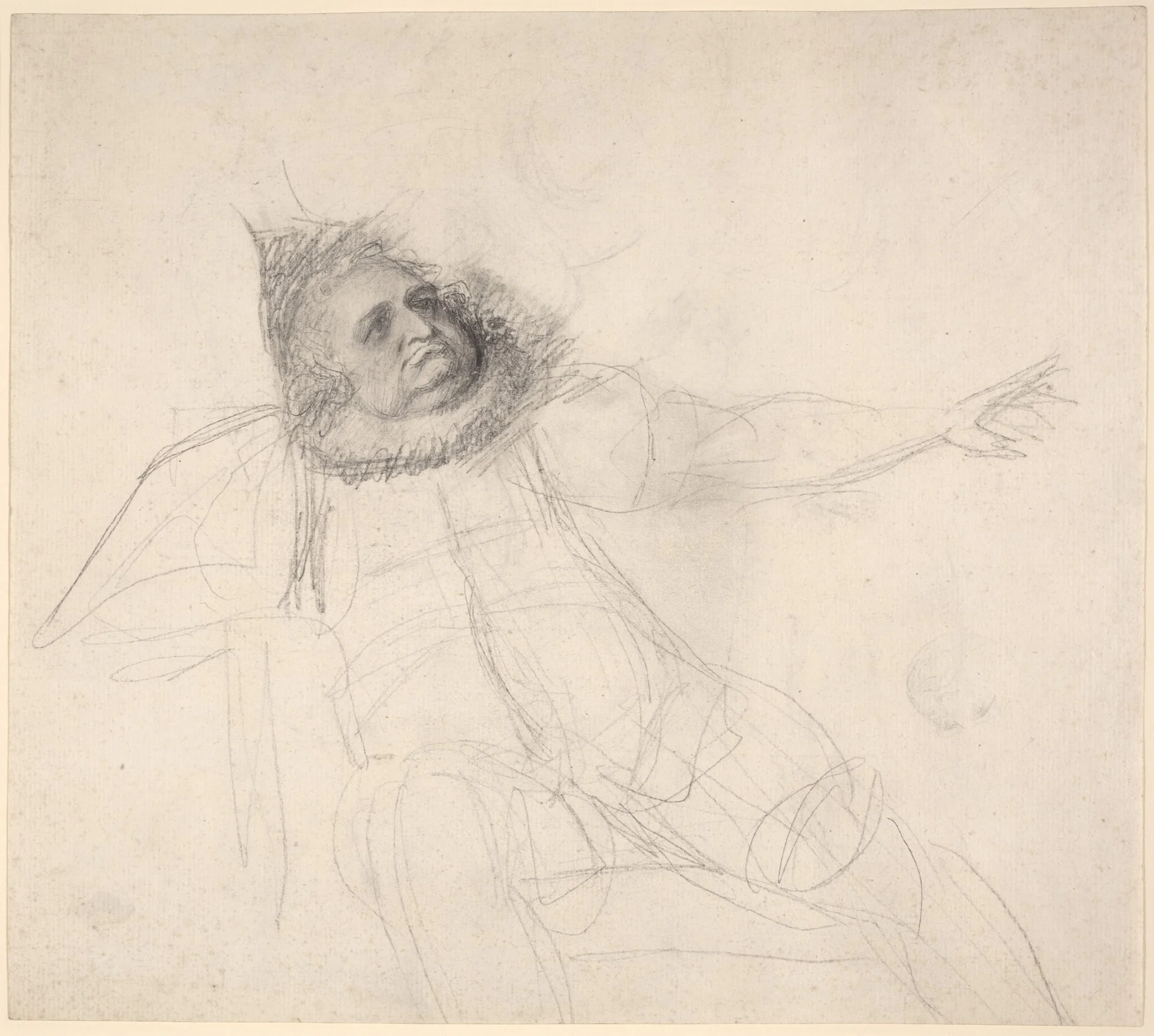 John Henderson as Falstaff, by George Romney, graphite, 1779