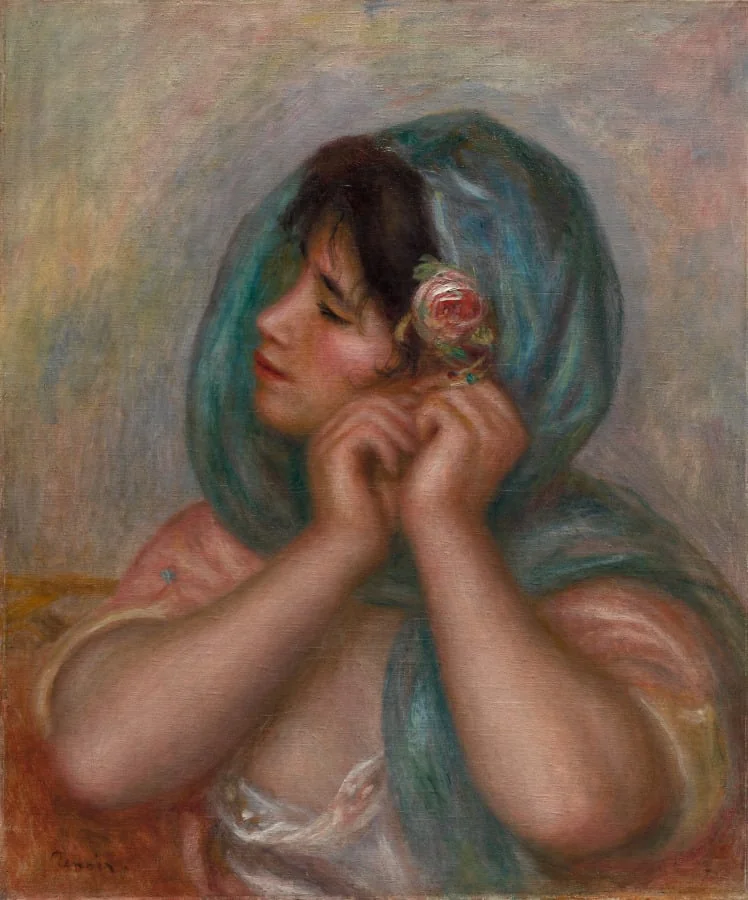 Young Woman Arranging Her Earring, by Auguste Renoir, unspecified, 1905
