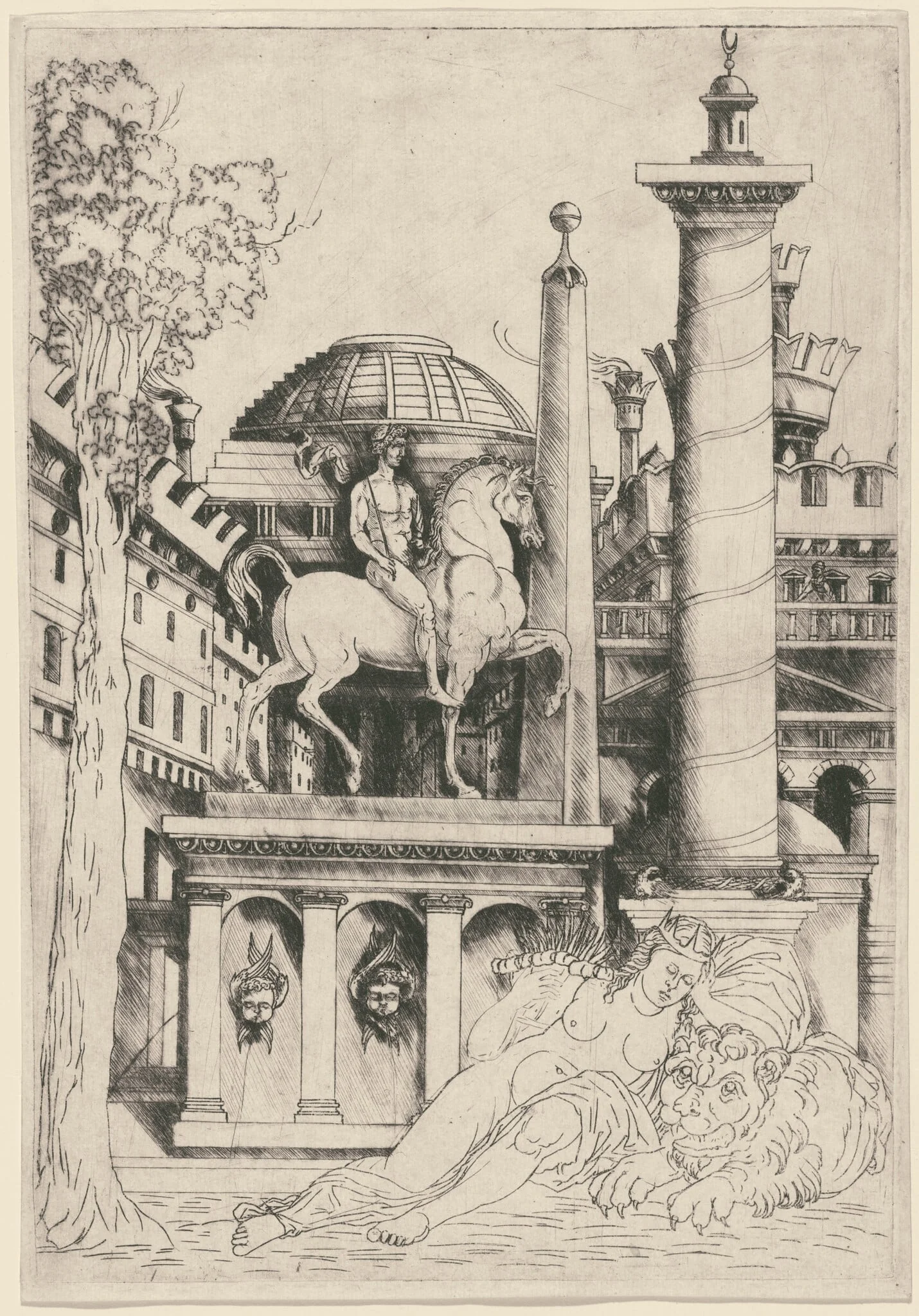 Allegory of Fortitude (?), by Master of 1515, ink, 1518