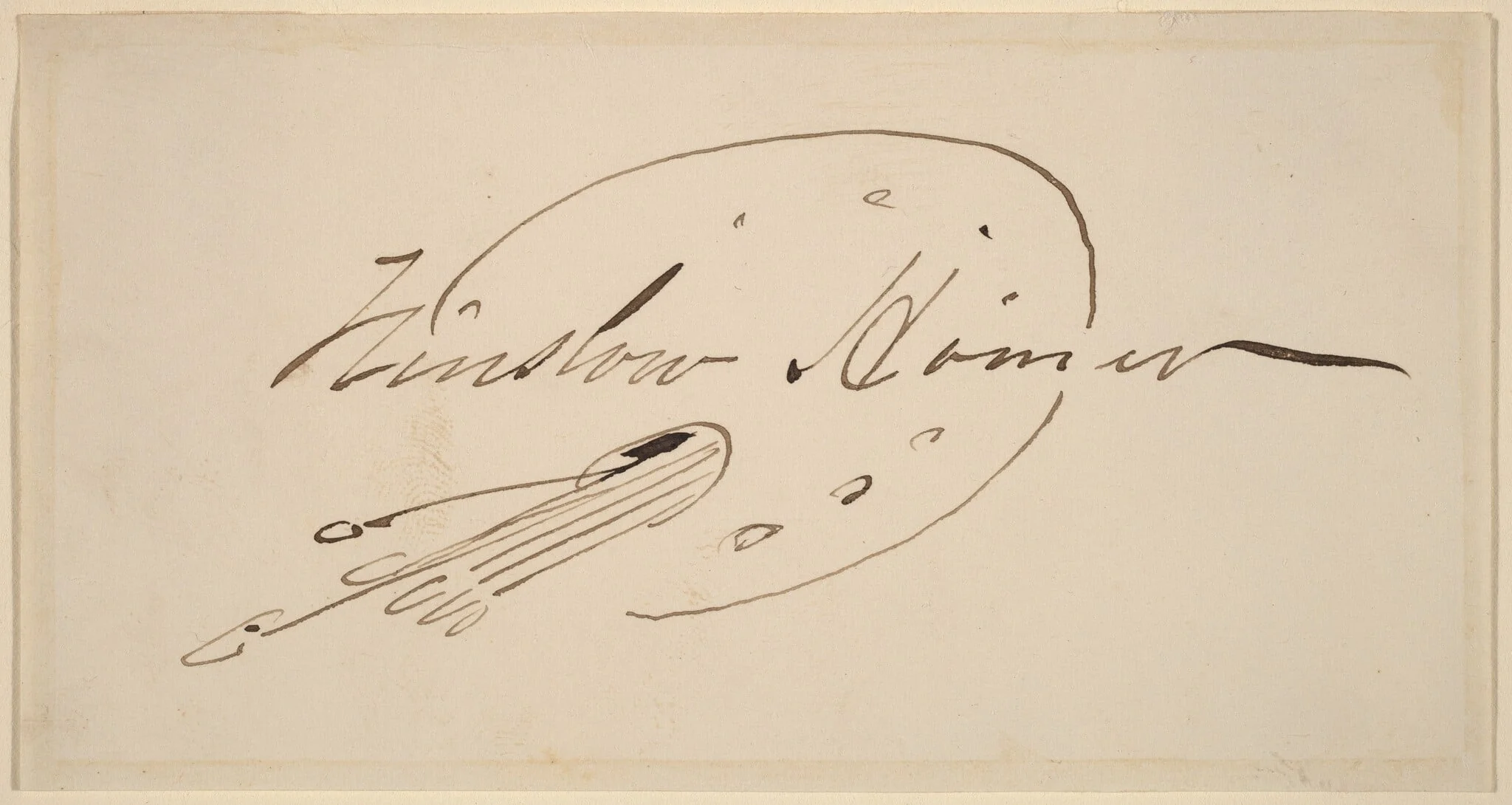 Signature in Palette, by Winslow Homer, ink, 1873
