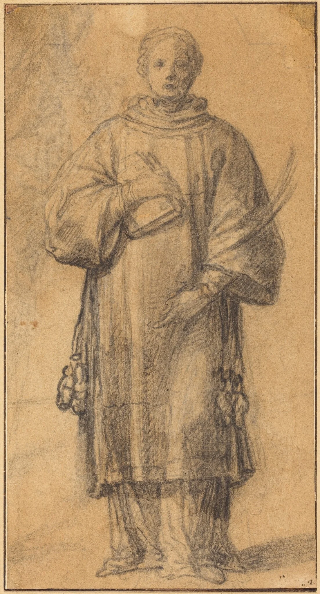 A Standing Saint Holding a Book and a Palm Frond