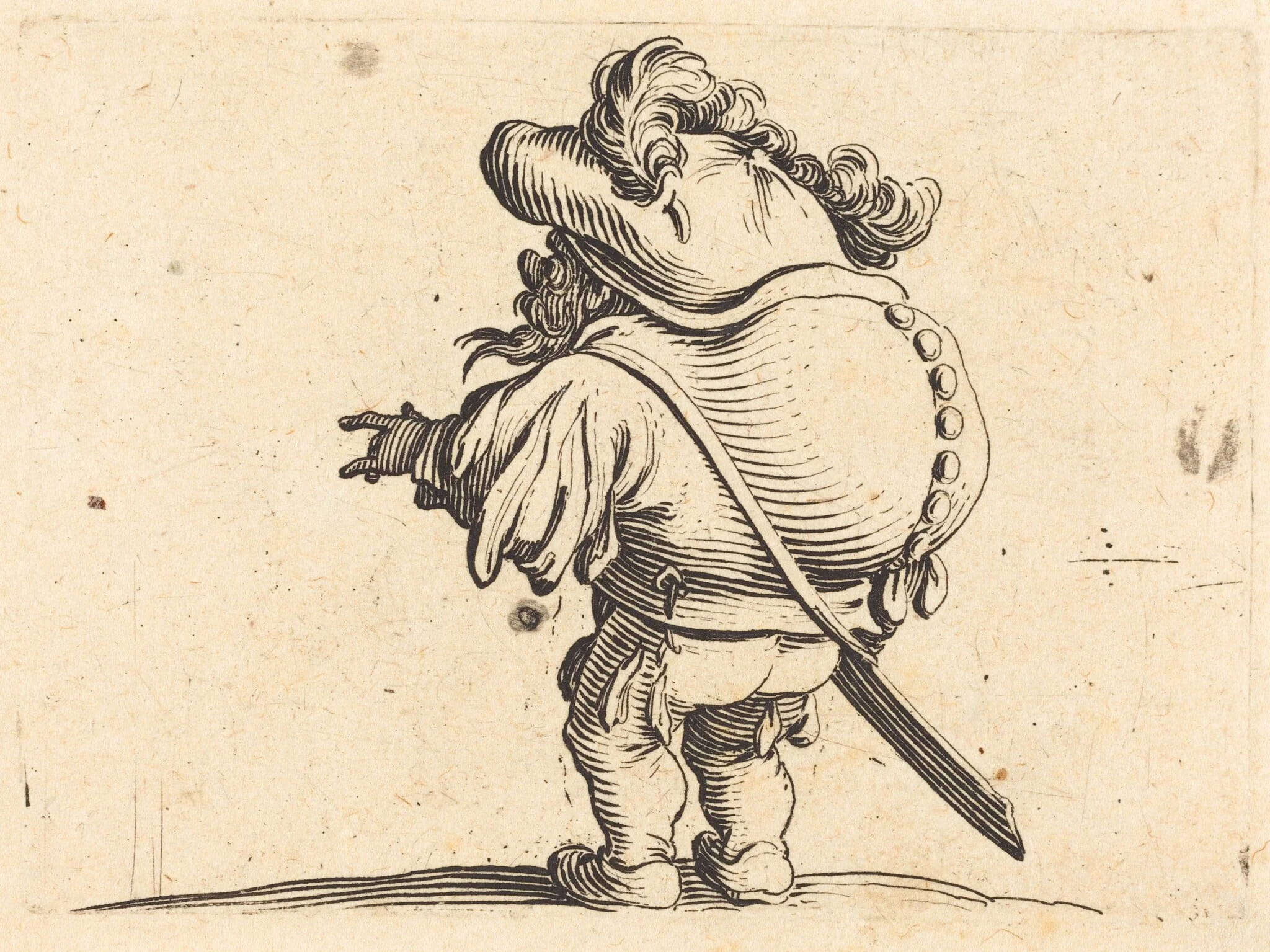 The Hunchback with the Feathered Cap, by Jacques Callot, ink, 1622