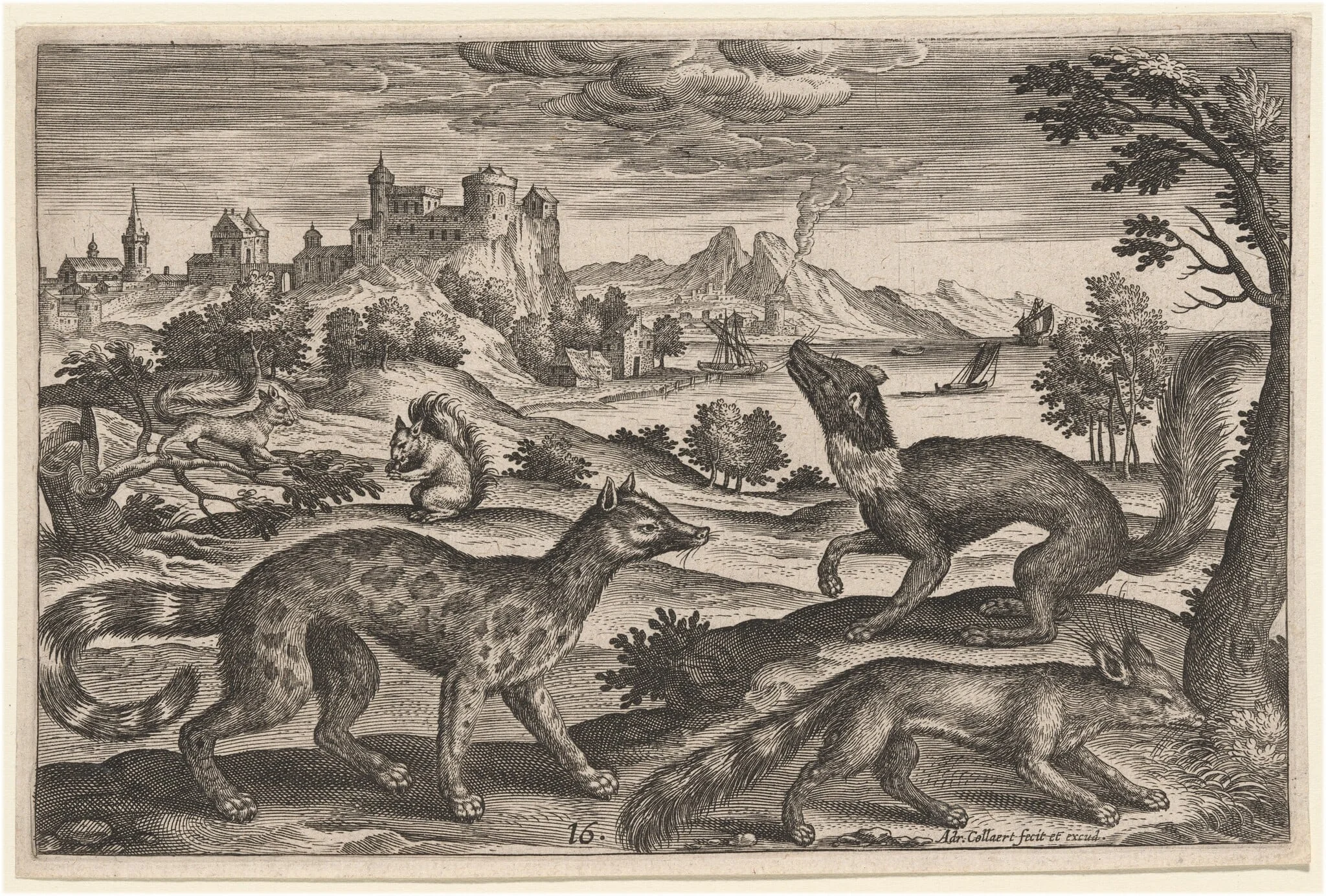 Weasels and Squirrels, by Adriaen Collaert, ink, 1597