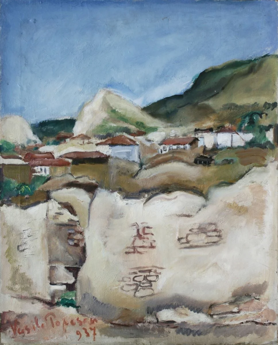 Peisaj cu case, by Vasile Popescu, unspecified, 1937