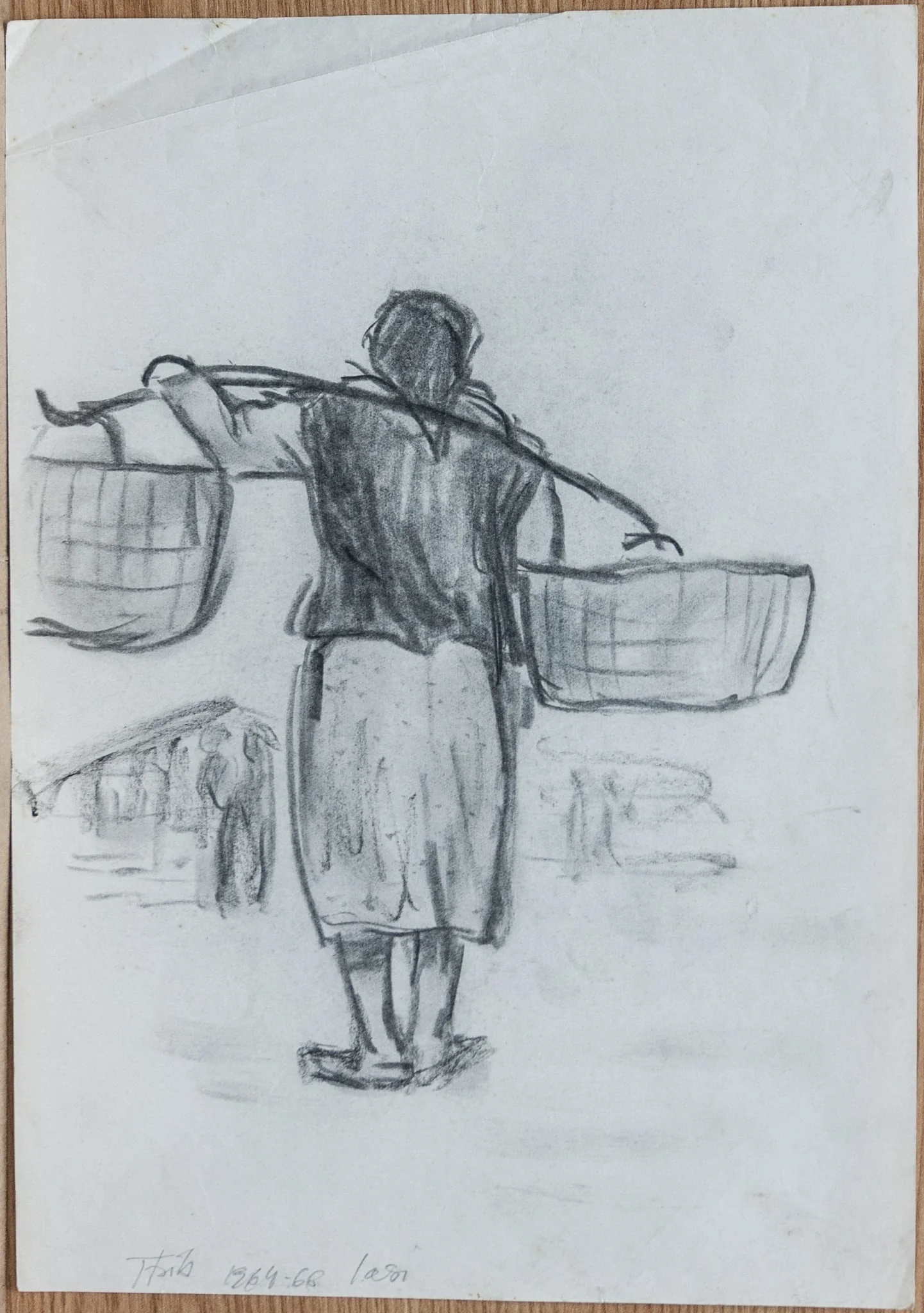 Femeie cărând poveri, by Teodor Hrib, 1950