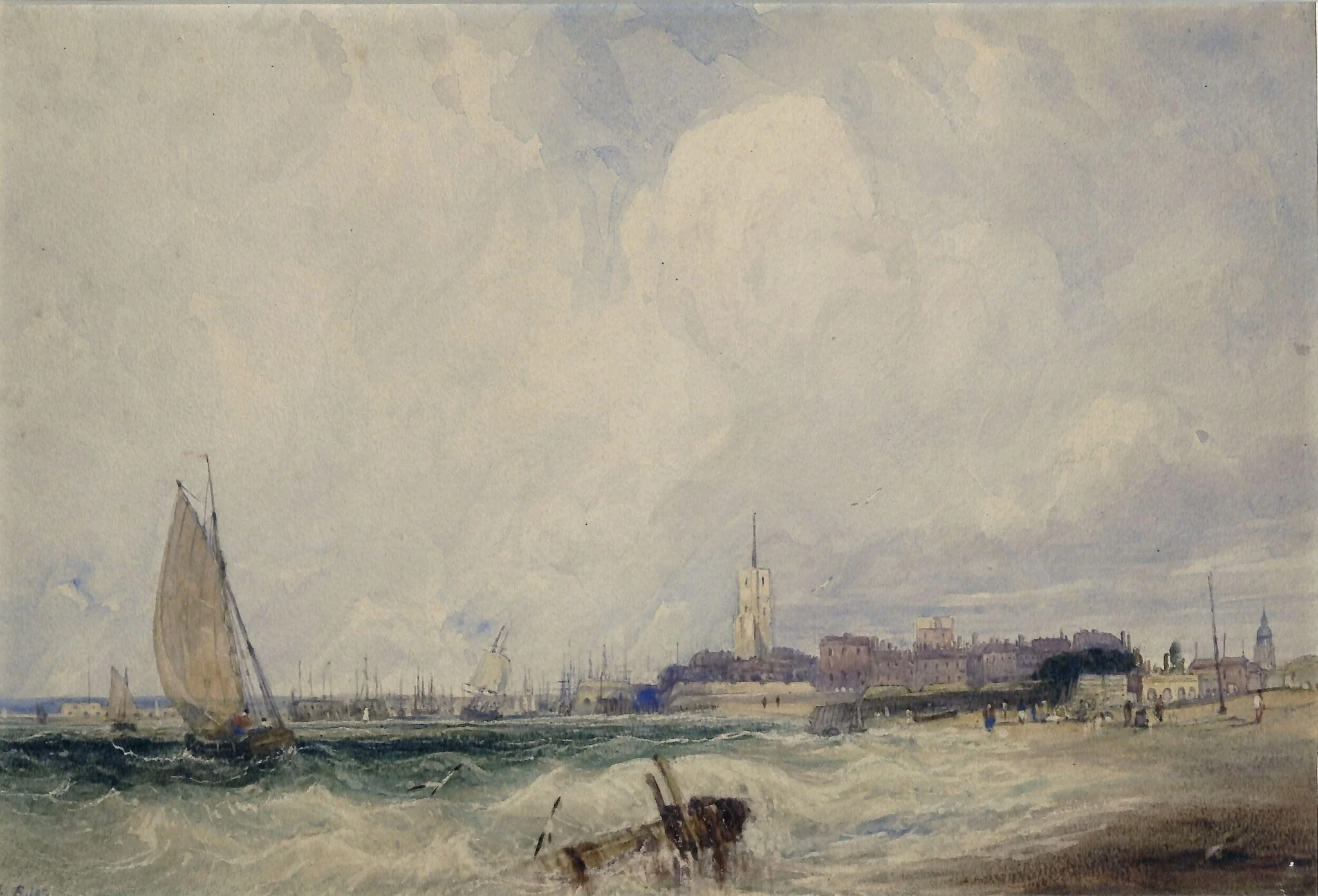 Harwich, by John Edge, watercolor, 1834