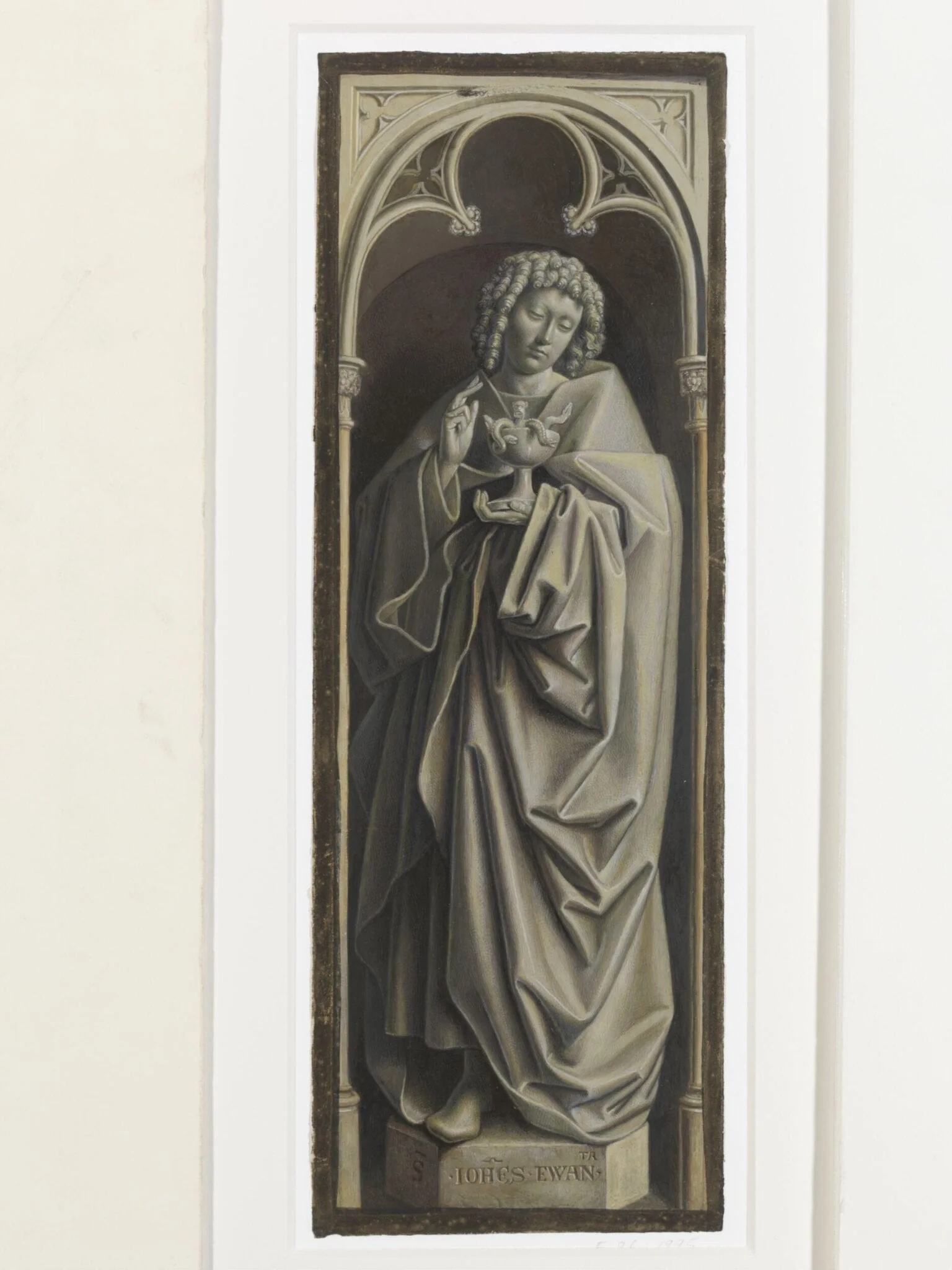 Copy of a detail of the Ghent Altarpiece, St John  the Evangelist, by Hubert and Jan van Eyck in the church of St Bavon, Ghent.