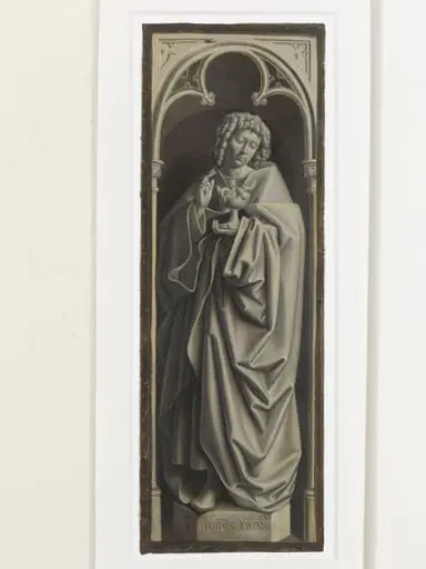 Copy of a detail of the Ghent Altarpiece, St John  the Evangelist, by Hubert and Jan van Eyck in the church of St Bavon, Ghent.