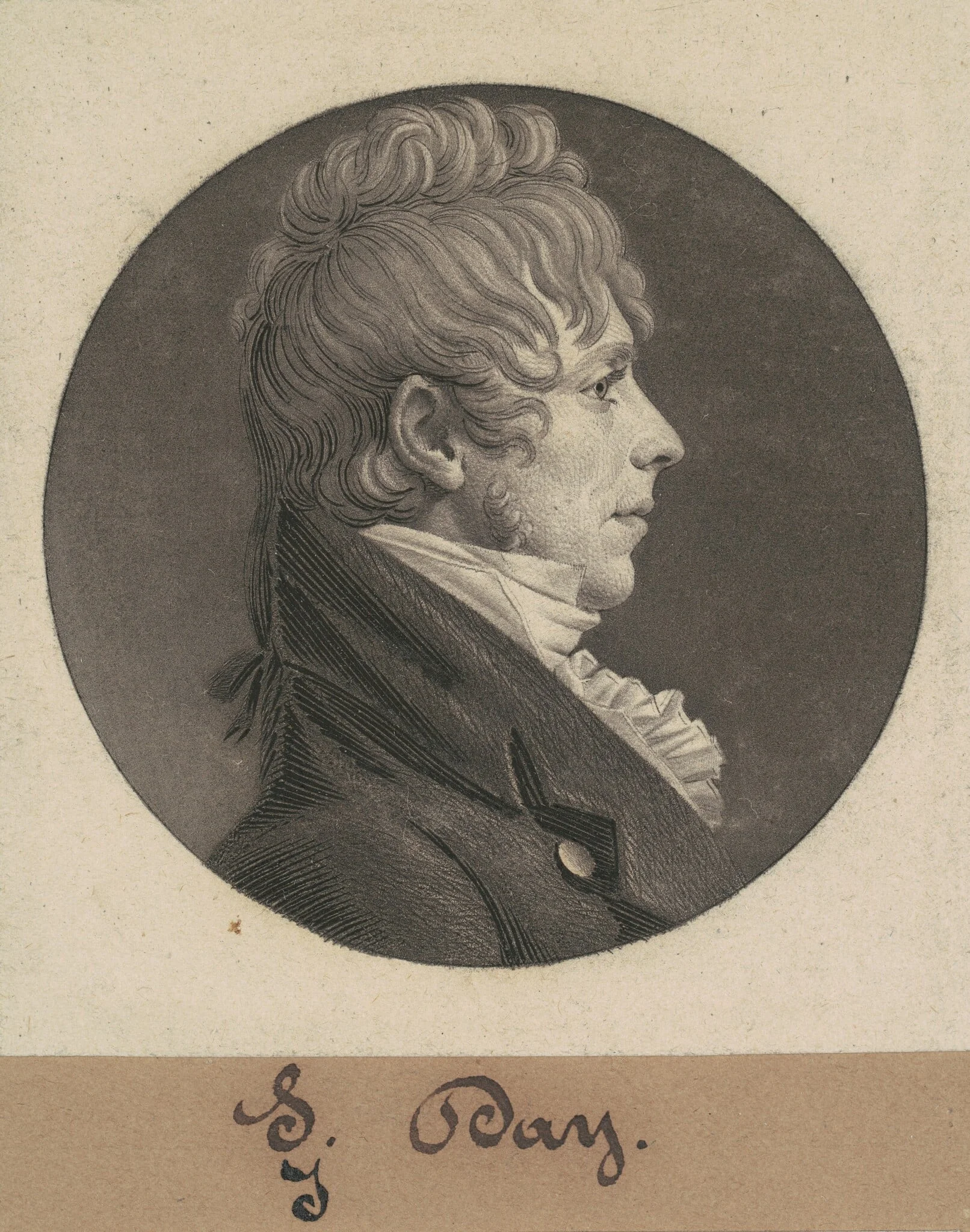 J. Day, by Charles Balthazar Julien Févret de Saint-Mémin, ink, 1804